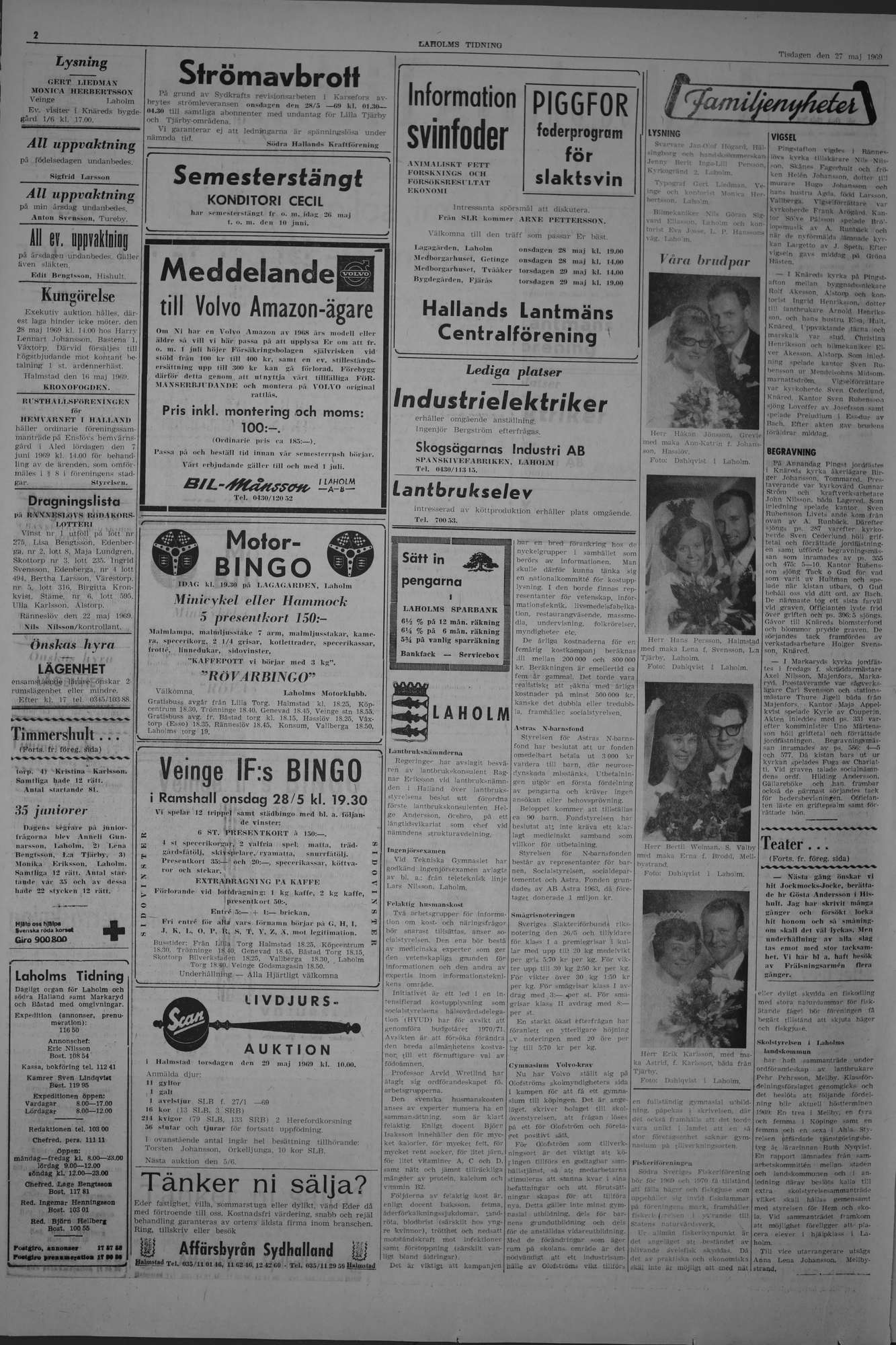 Laholms Tidning Tisdag 27 maj 1969, sida 2
