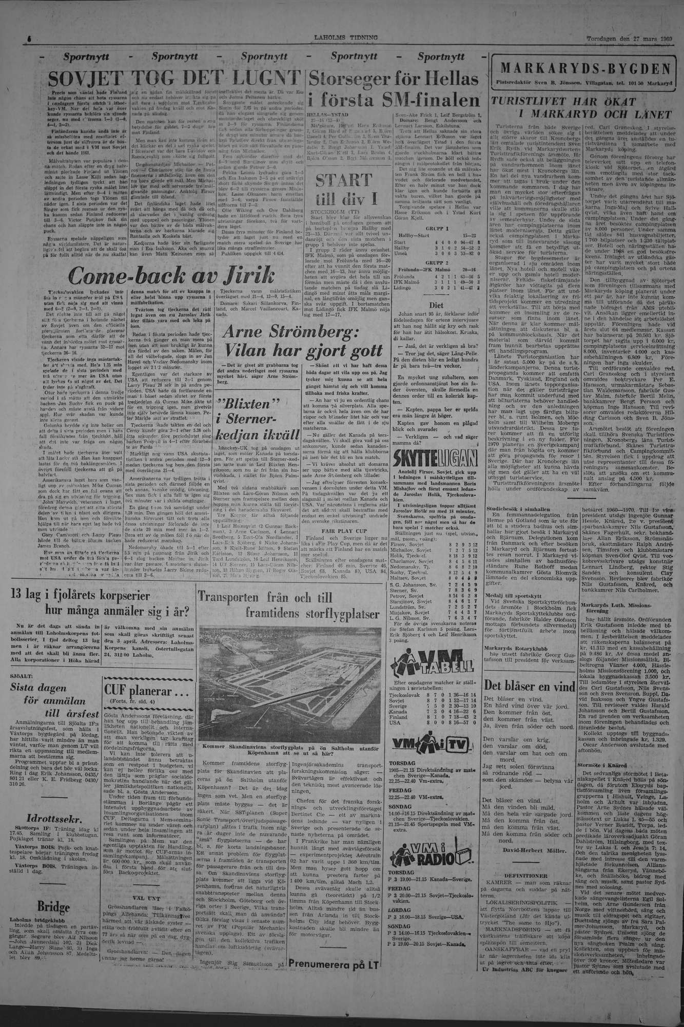 Laholms Tidning Torsdag 27 mars 1969, sida 6