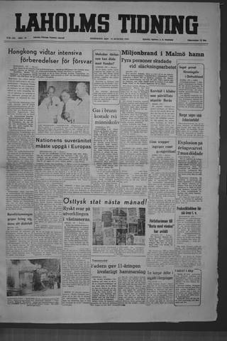 Förstasidan, Onsdag 17 augusti 1949