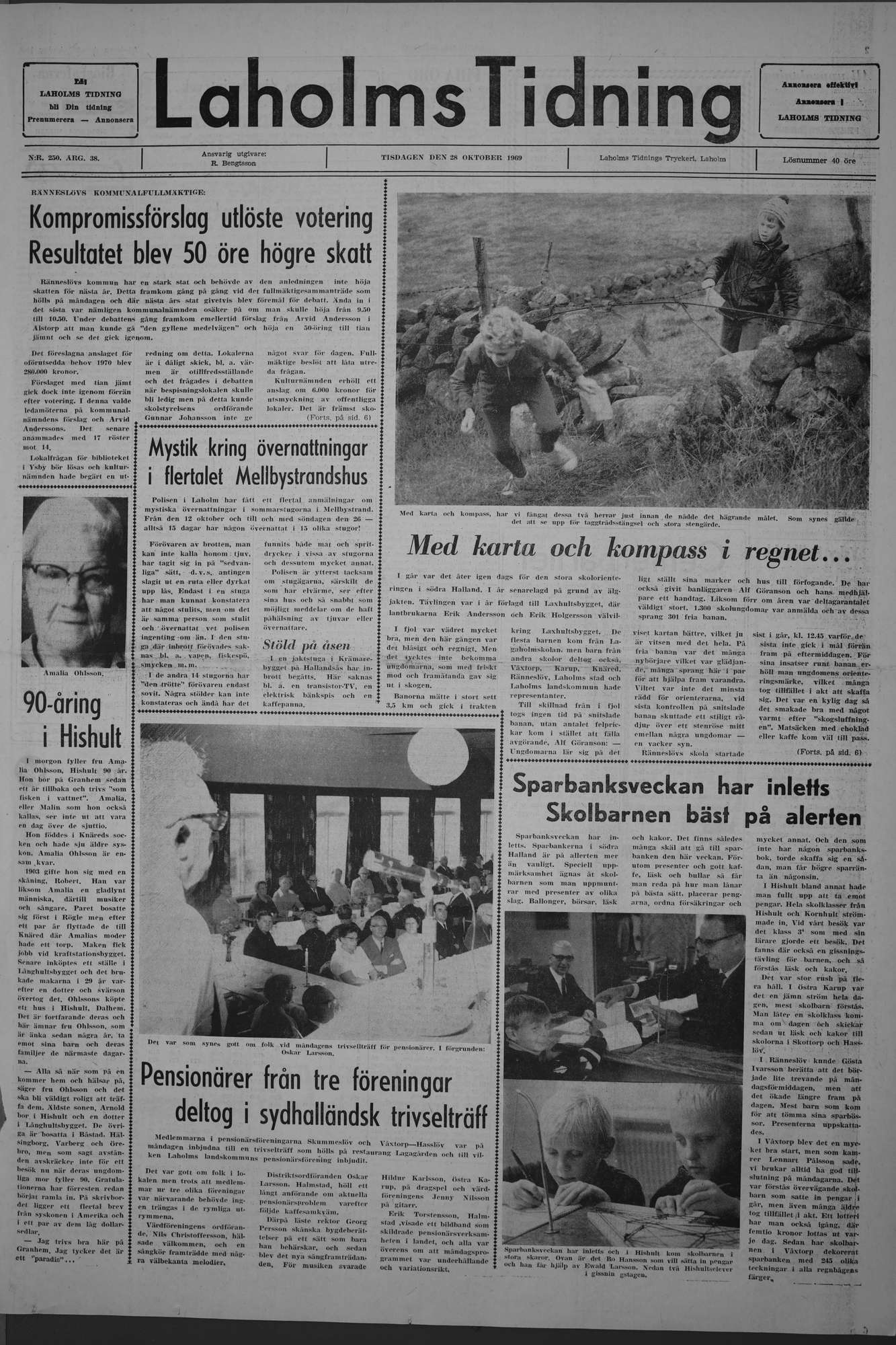 Laholms Tidning Tisdag 28 oktober 1969, sida 1