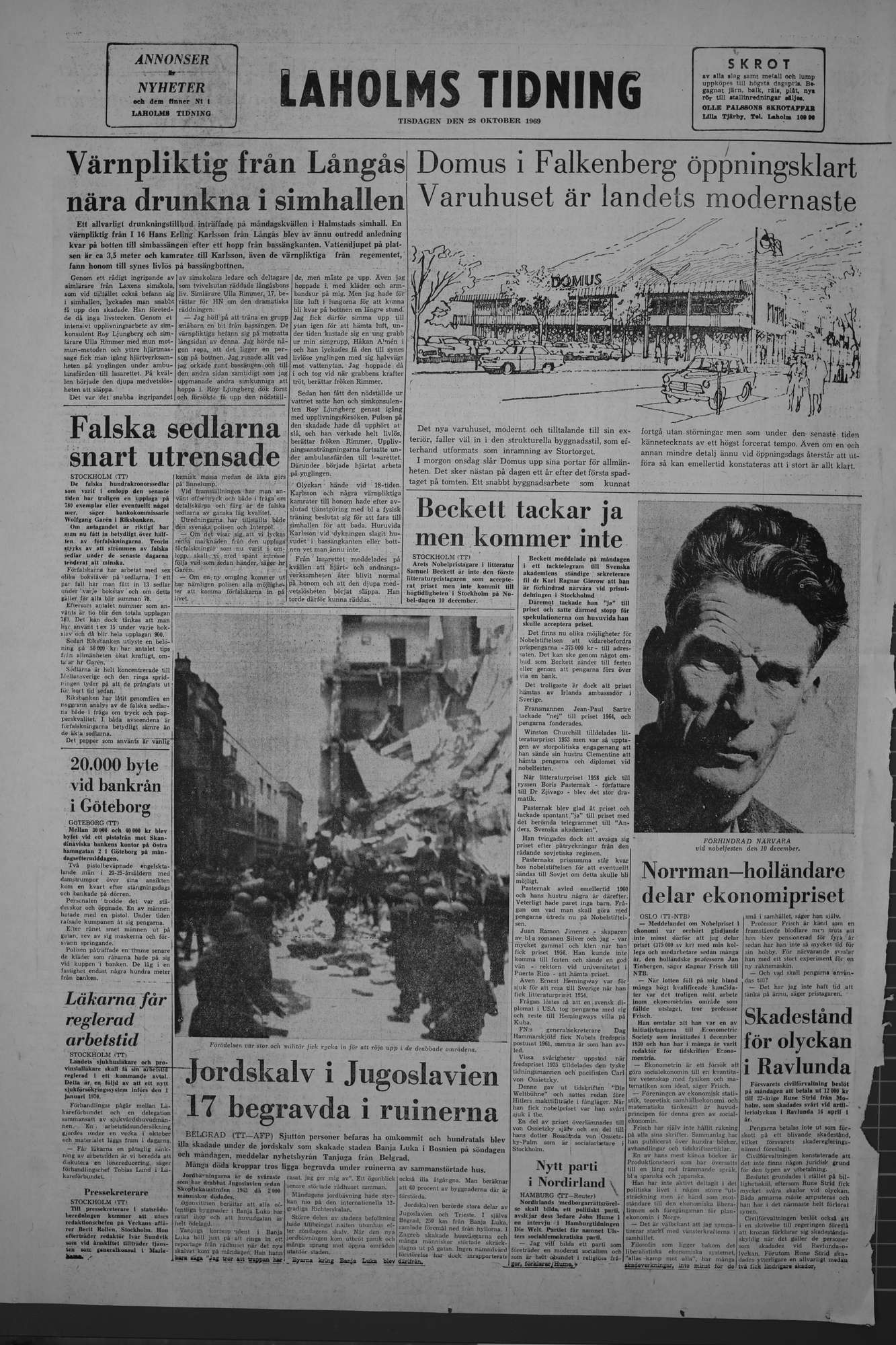 Laholms Tidning Tisdag 28 oktober 1969, sida 8