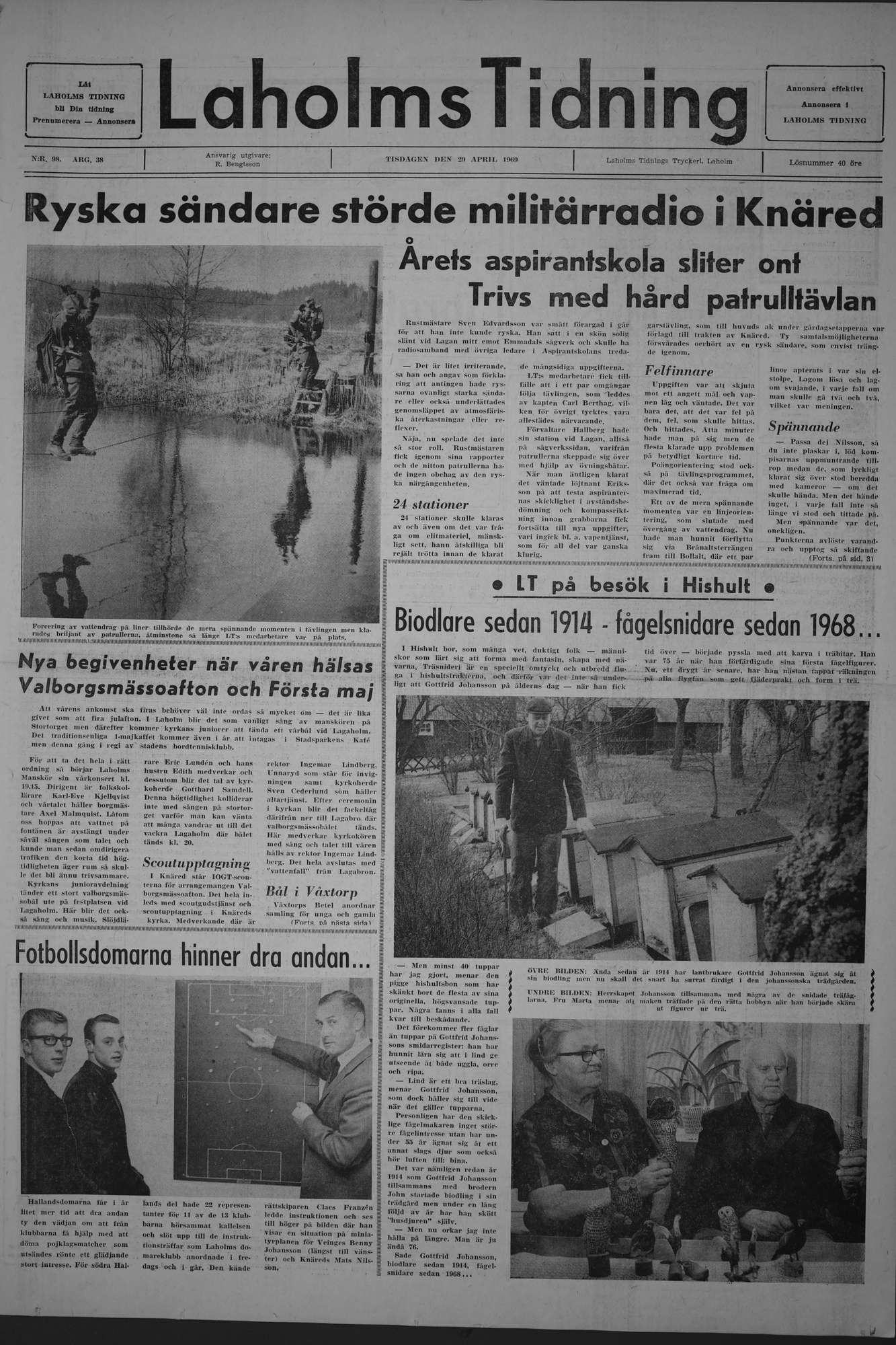 Laholms Tidning Tisdag 29 april 1969, sida 1