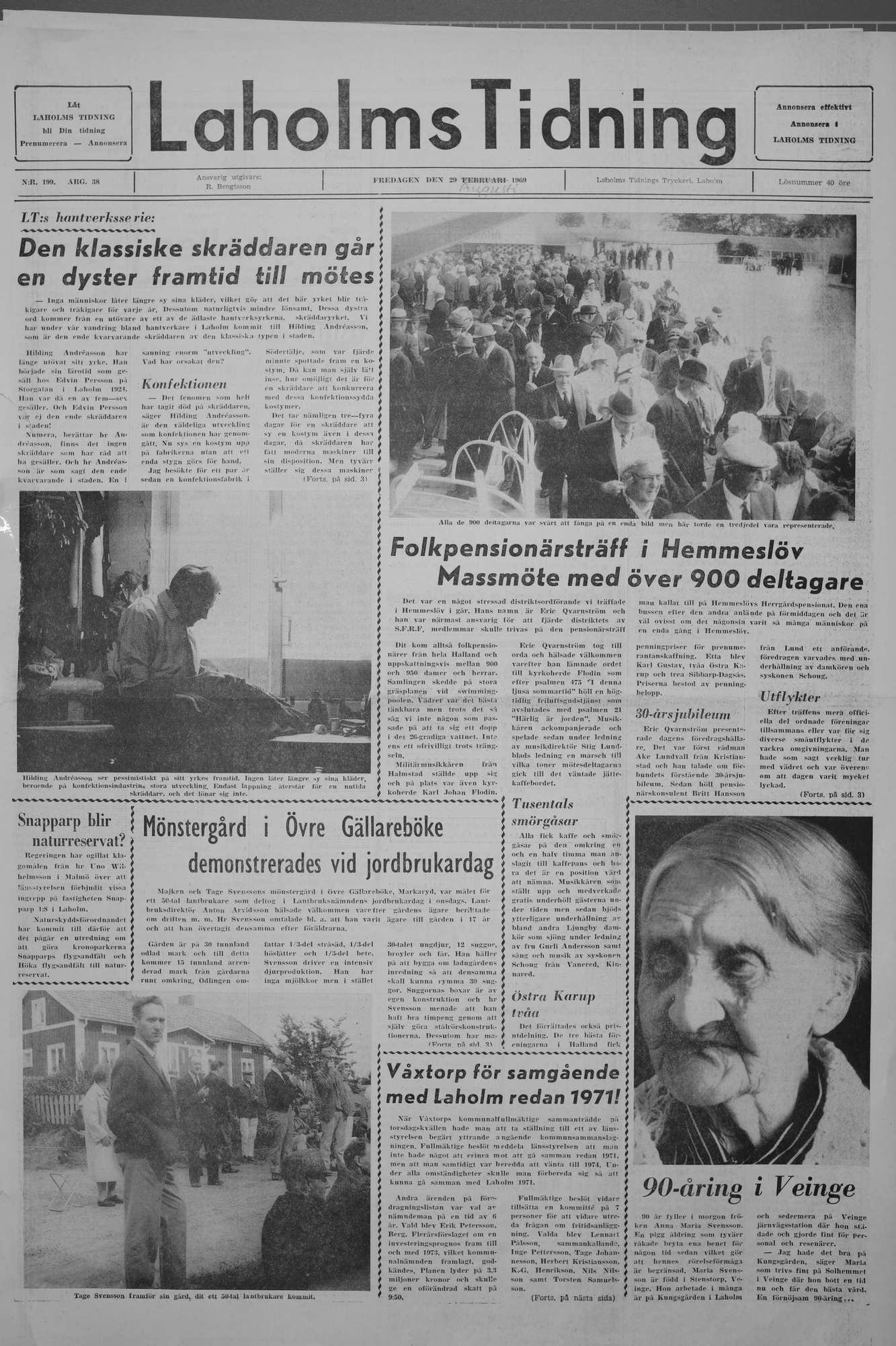 Laholms Tidning Fredag 29 augusti 1969, sida 1