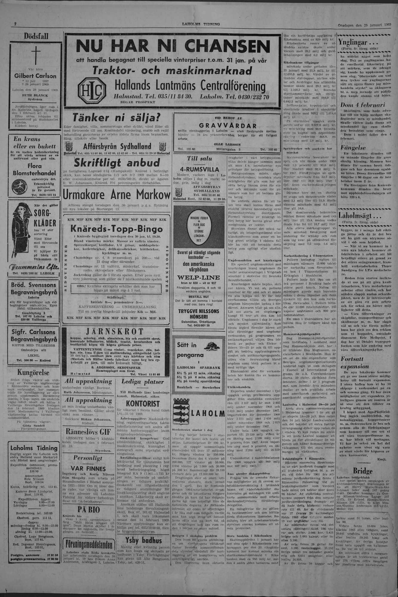 Laholms Tidning Onsdag 29 januari 1969, sida 2