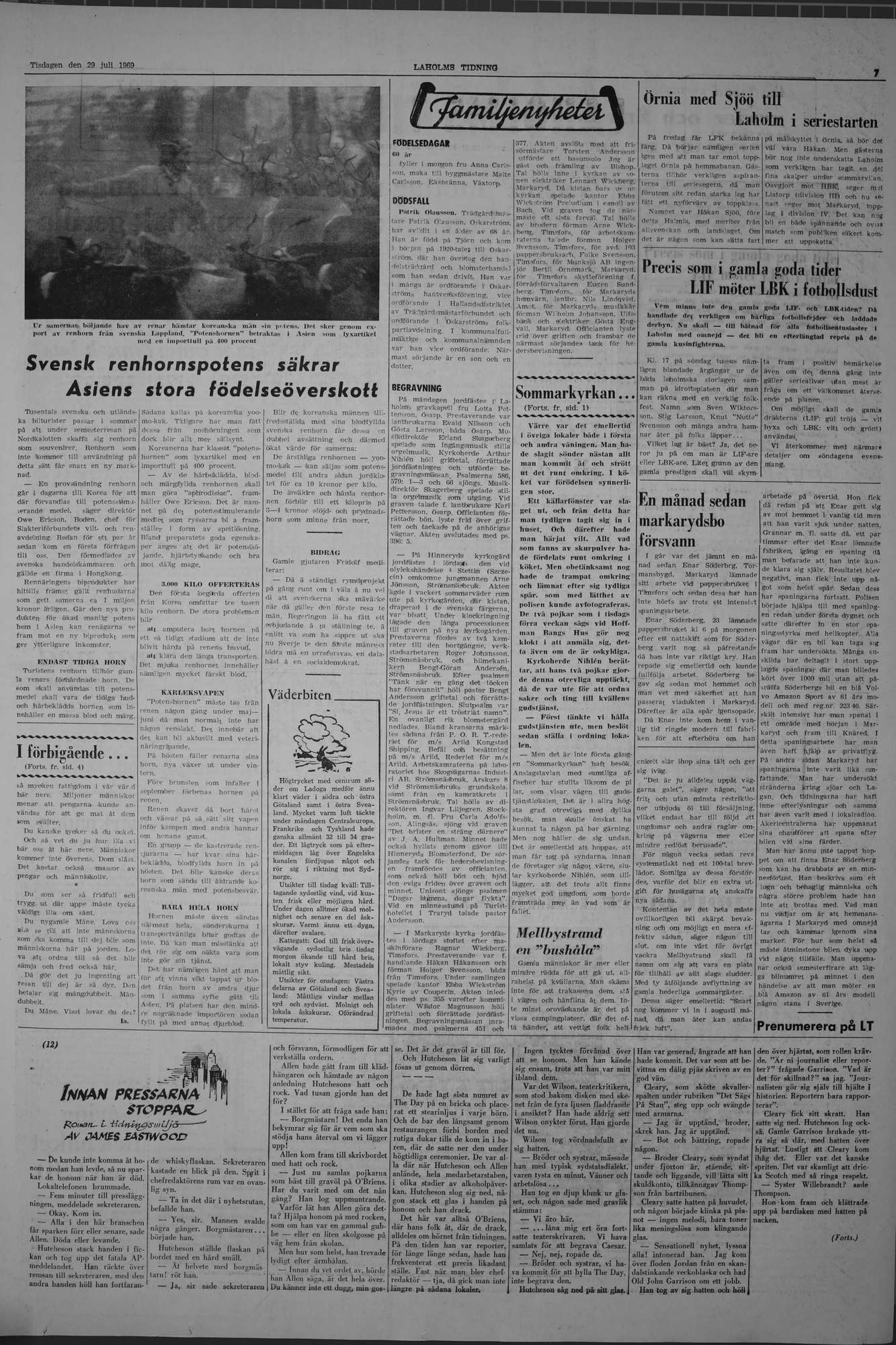 Laholms Tidning Tisdag 29 juli 1969, sida 7