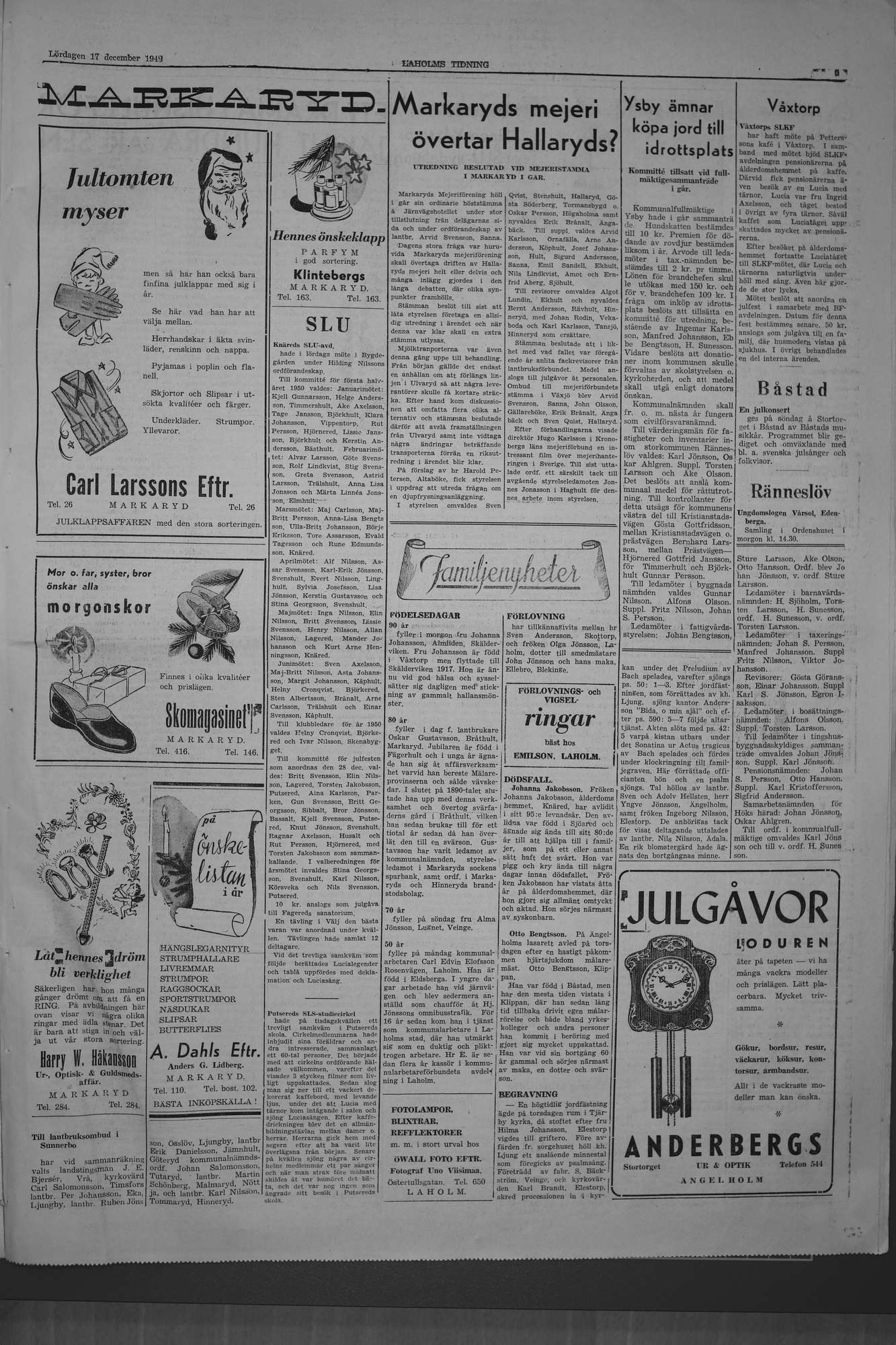 Laholms Tidning Lördag 17 december 1949, sida 5