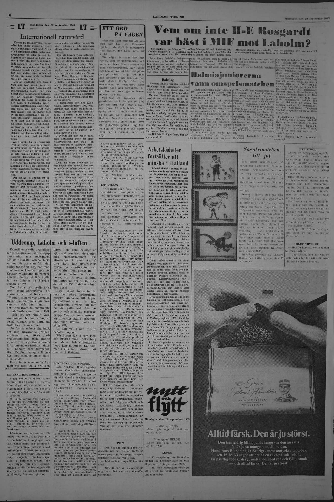 Laholms Tidning Måndag 29 september 1969, sida 4