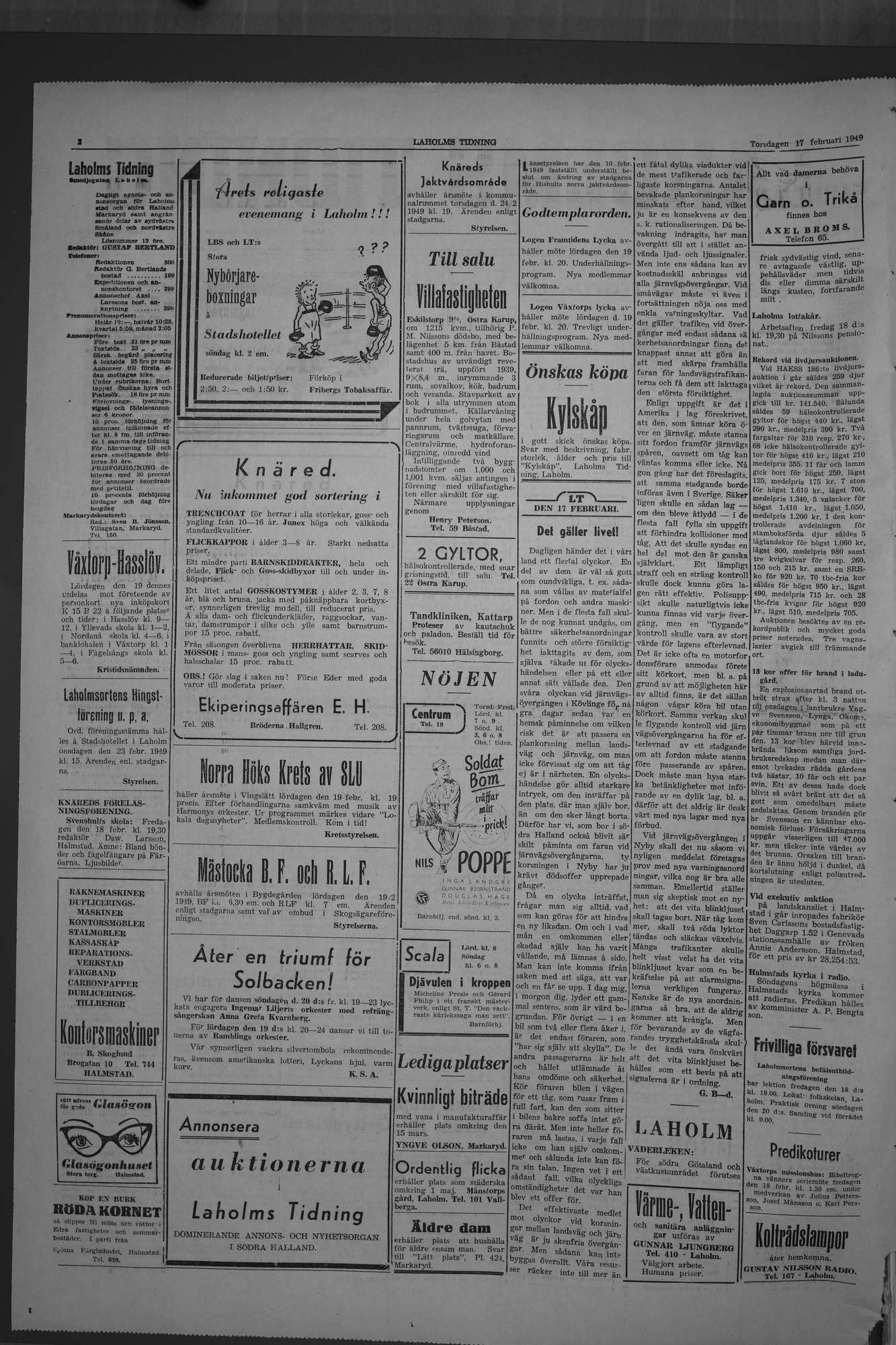 Laholms Tidning Torsdag 17 februari 1949, sida 2