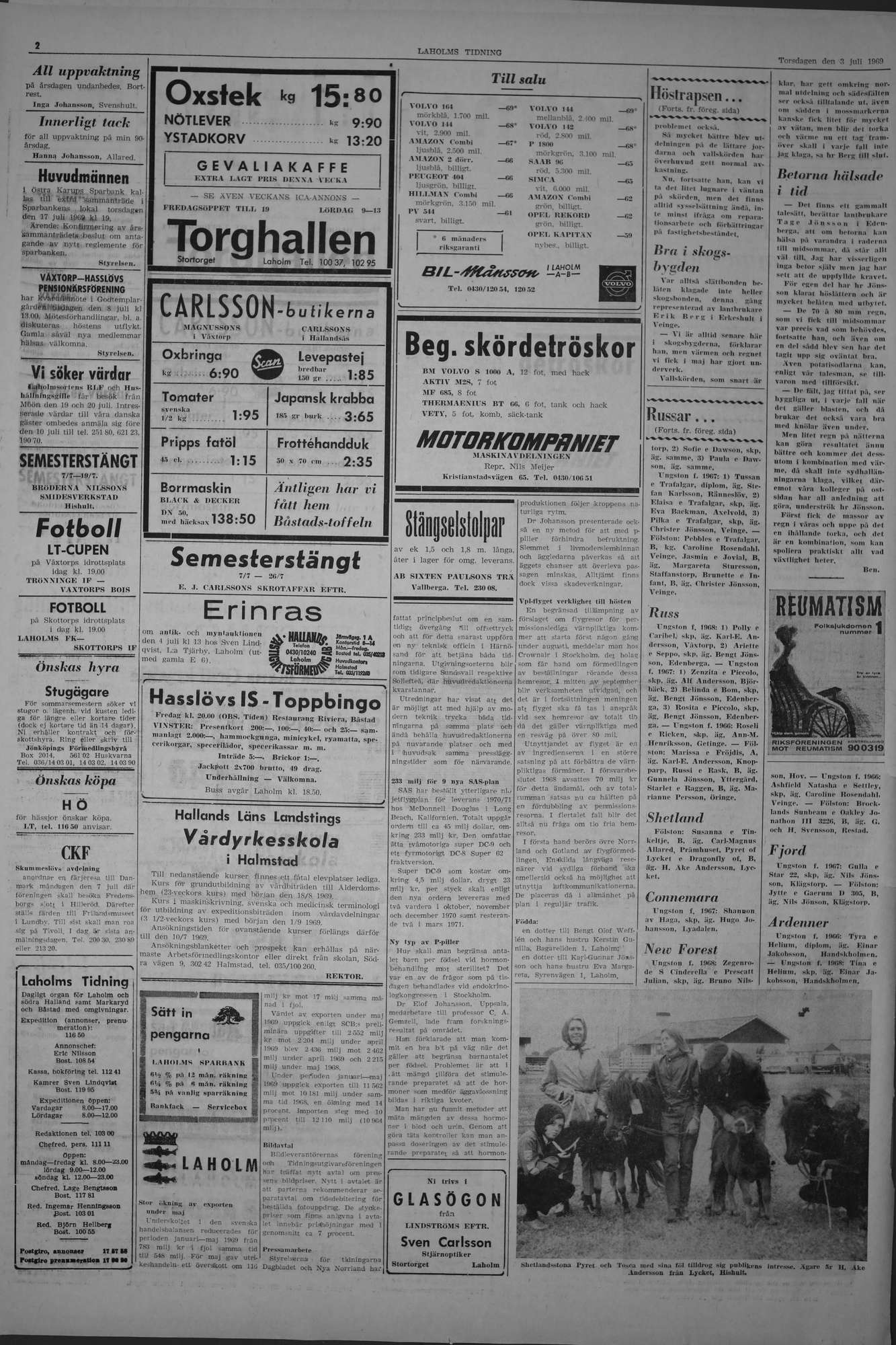 Laholms Tidning Torsdag 3 juli 1969, sida 2