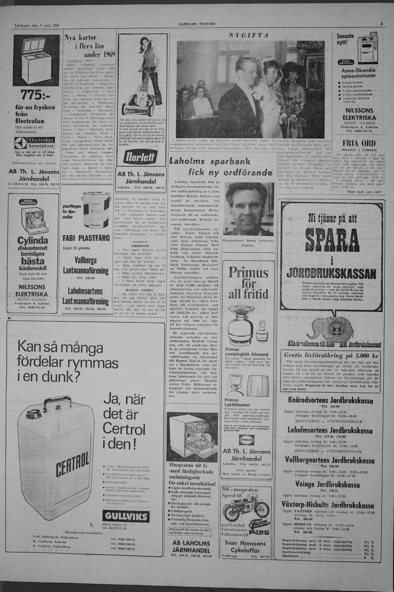 Laholms Tidning Lördag 3 maj 1969, sida 3