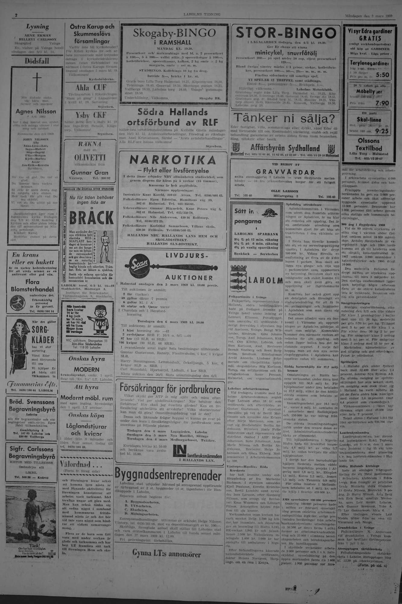 Laholms Tidning Måndag 3 mars 1969, sida 2