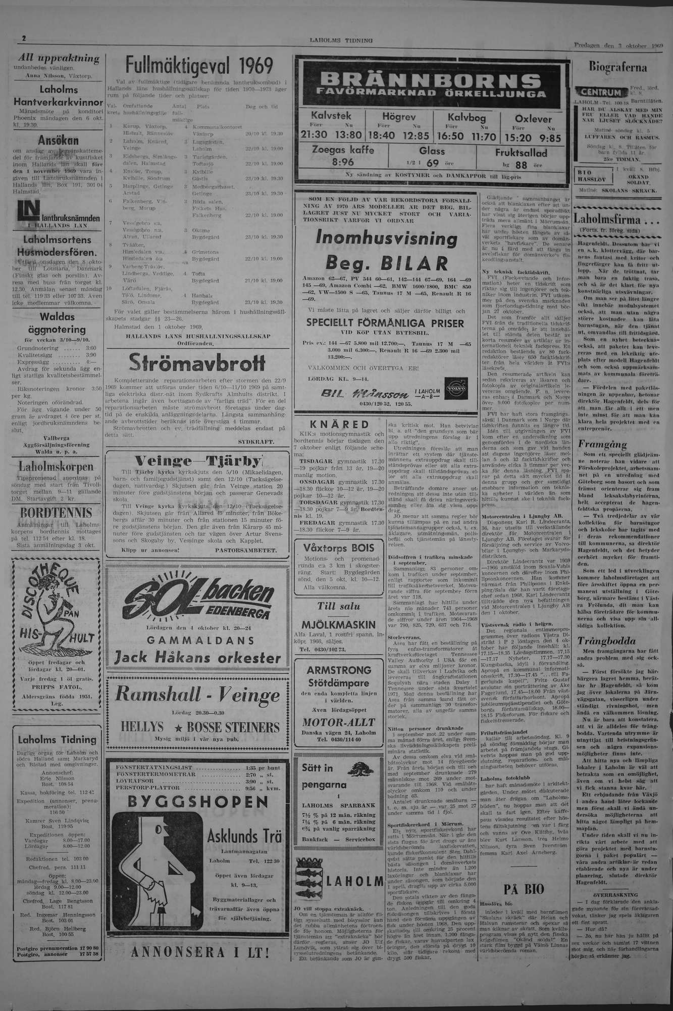 Laholms Tidning Fredag 3 oktober 1969, sida 2