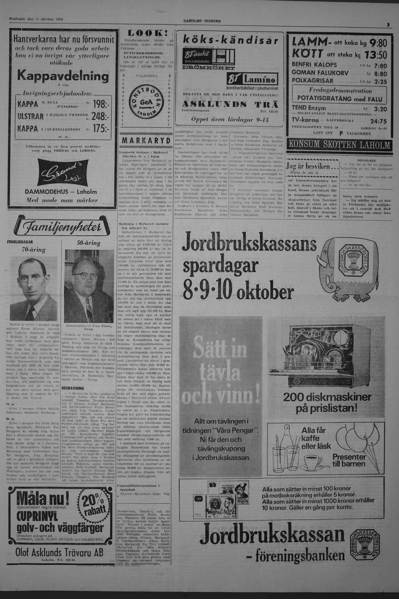Laholms Tidning Fredag 3 oktober 1969, sida 3