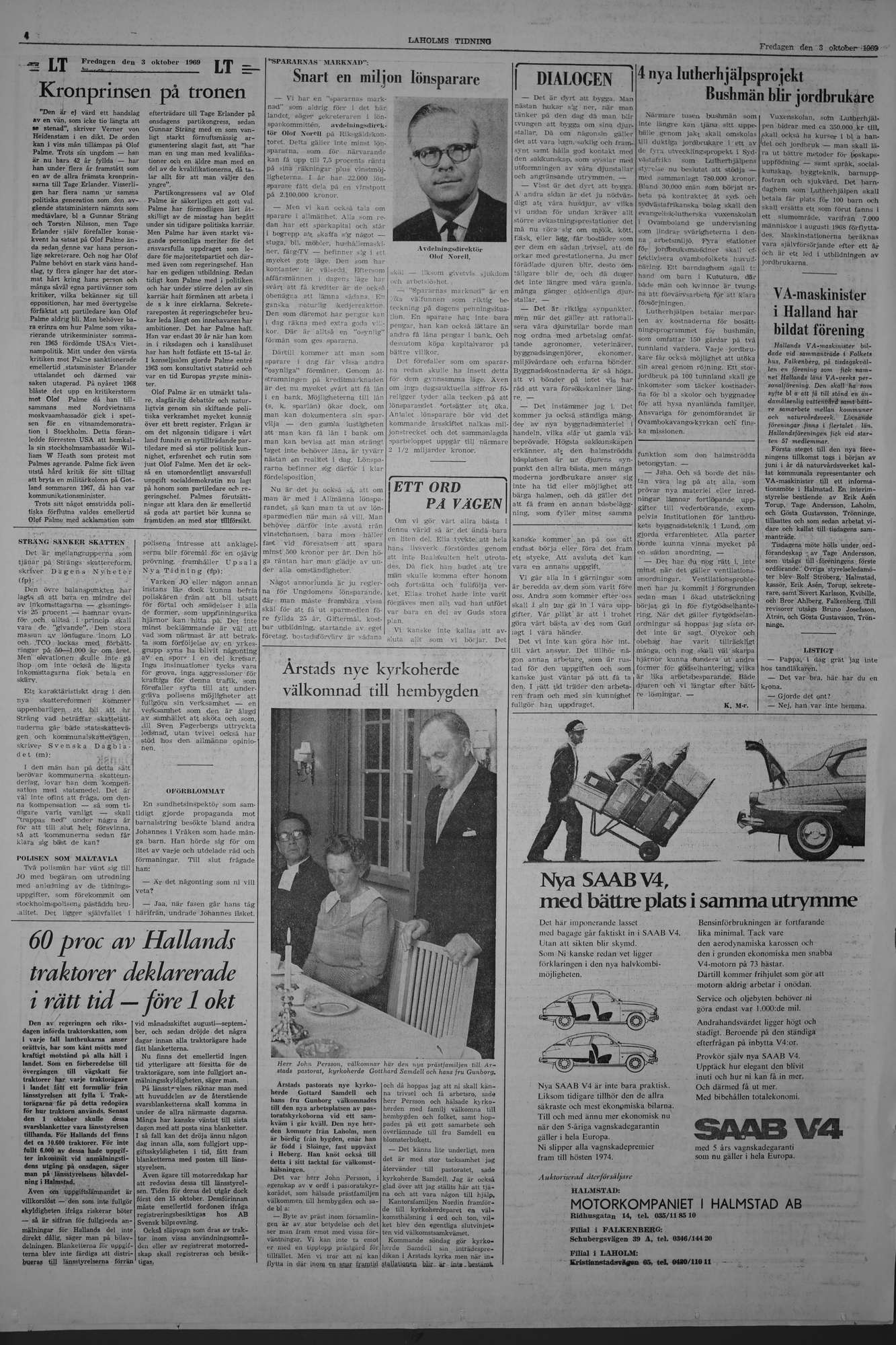 Laholms Tidning Fredag 3 oktober 1969, sida 4