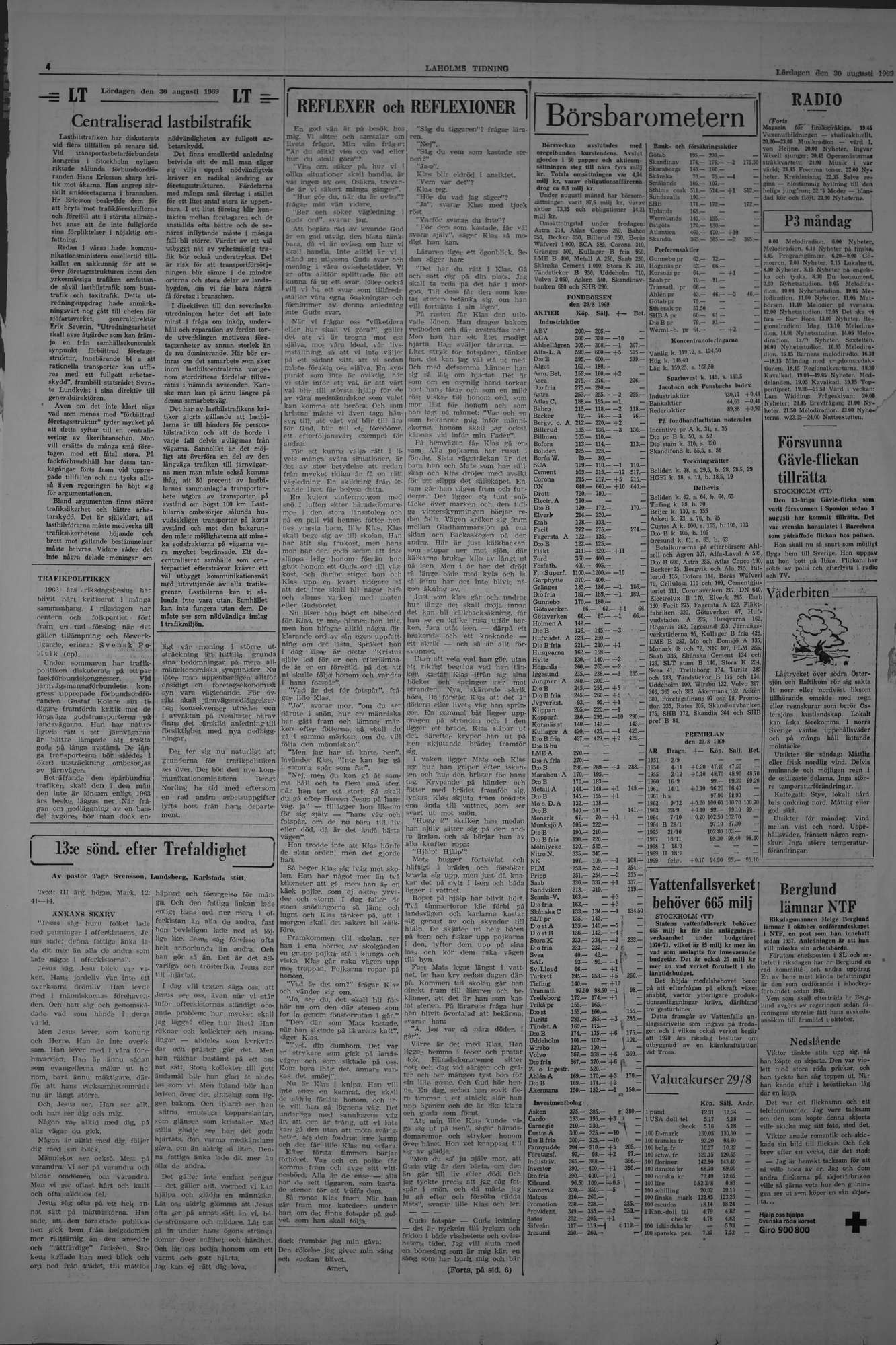 Laholms Tidning Lördag 30 augusti 1969, sida 4