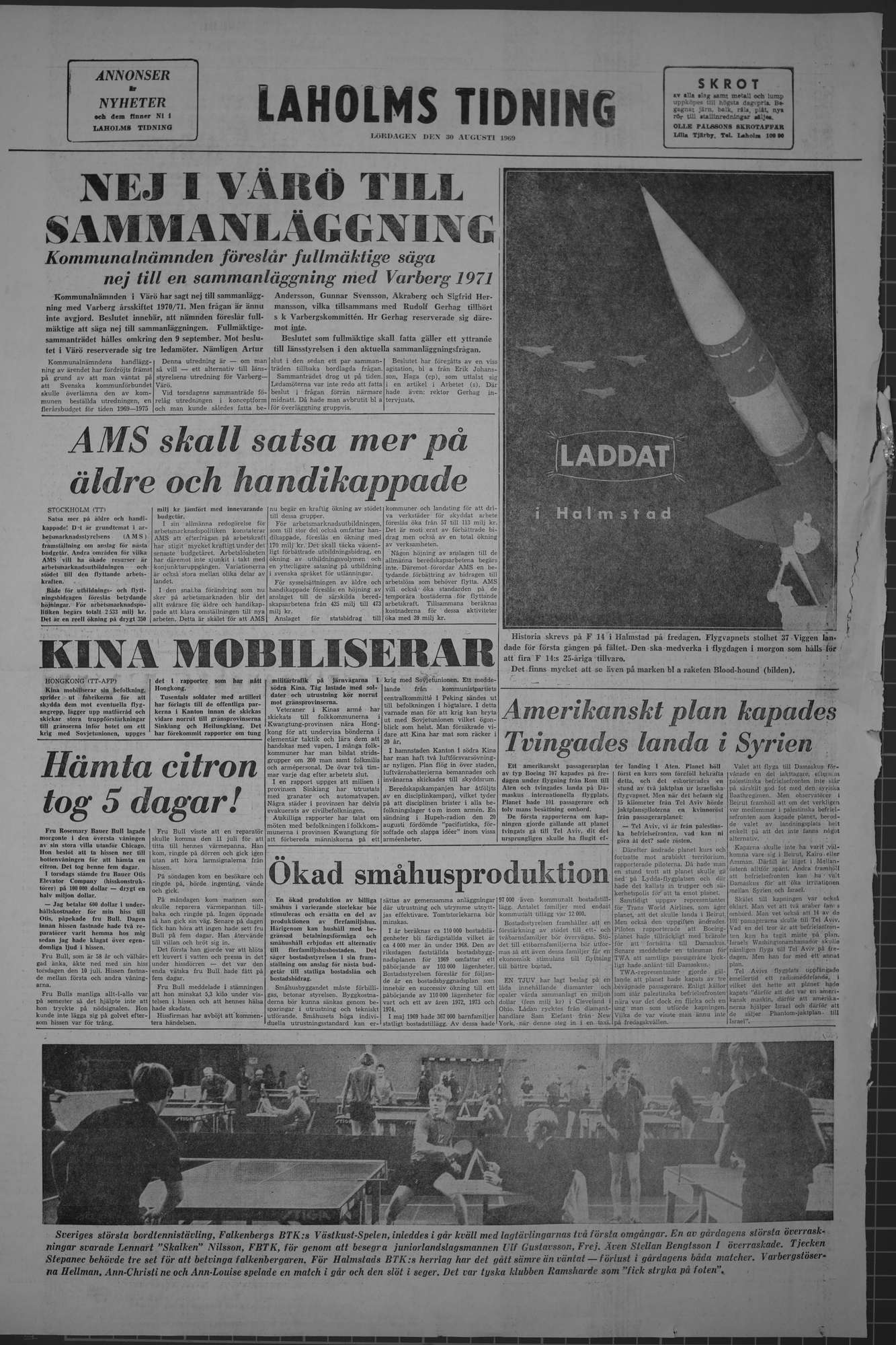 Laholms Tidning Lördag 30 augusti 1969, sida 8