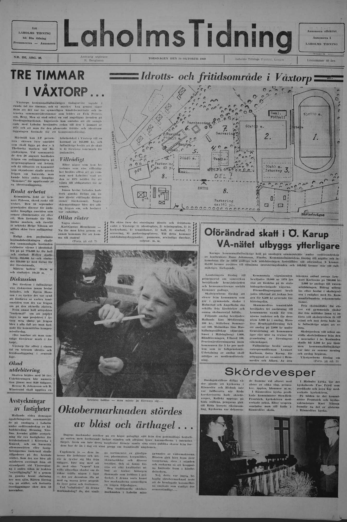 Laholms Tidning Torsdag 30 oktober 1969, sida 1