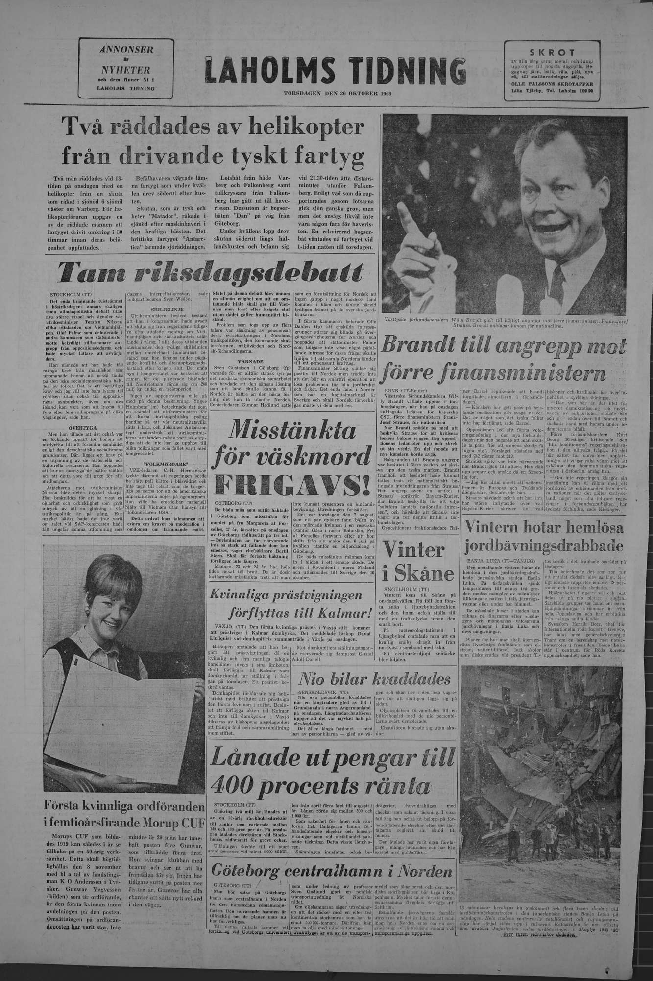 Laholms Tidning Torsdag 30 oktober 1969, sida 8