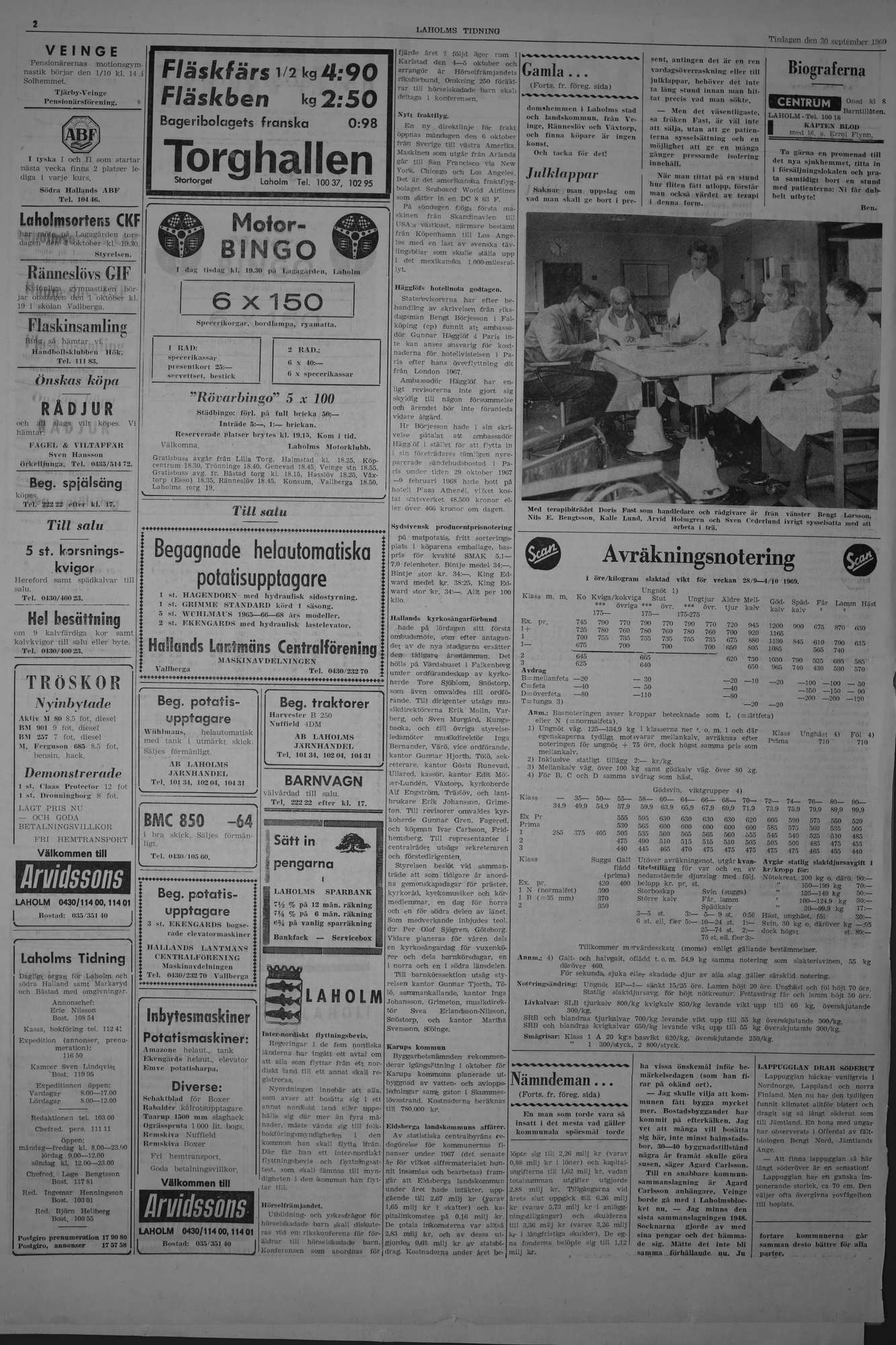 Laholms Tidning Tisdag 30 september 1969, sida 2