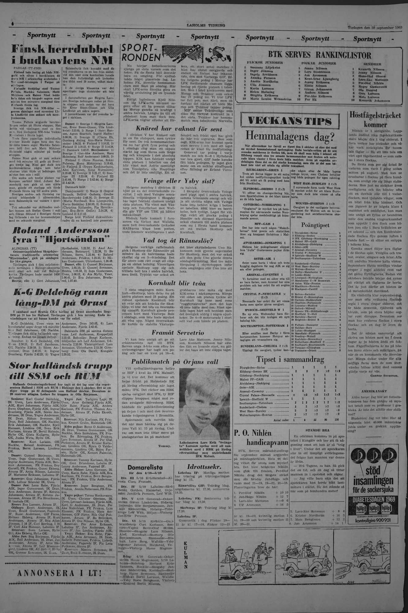 Laholms Tidning Tisdag 30 september 1969, sida 6