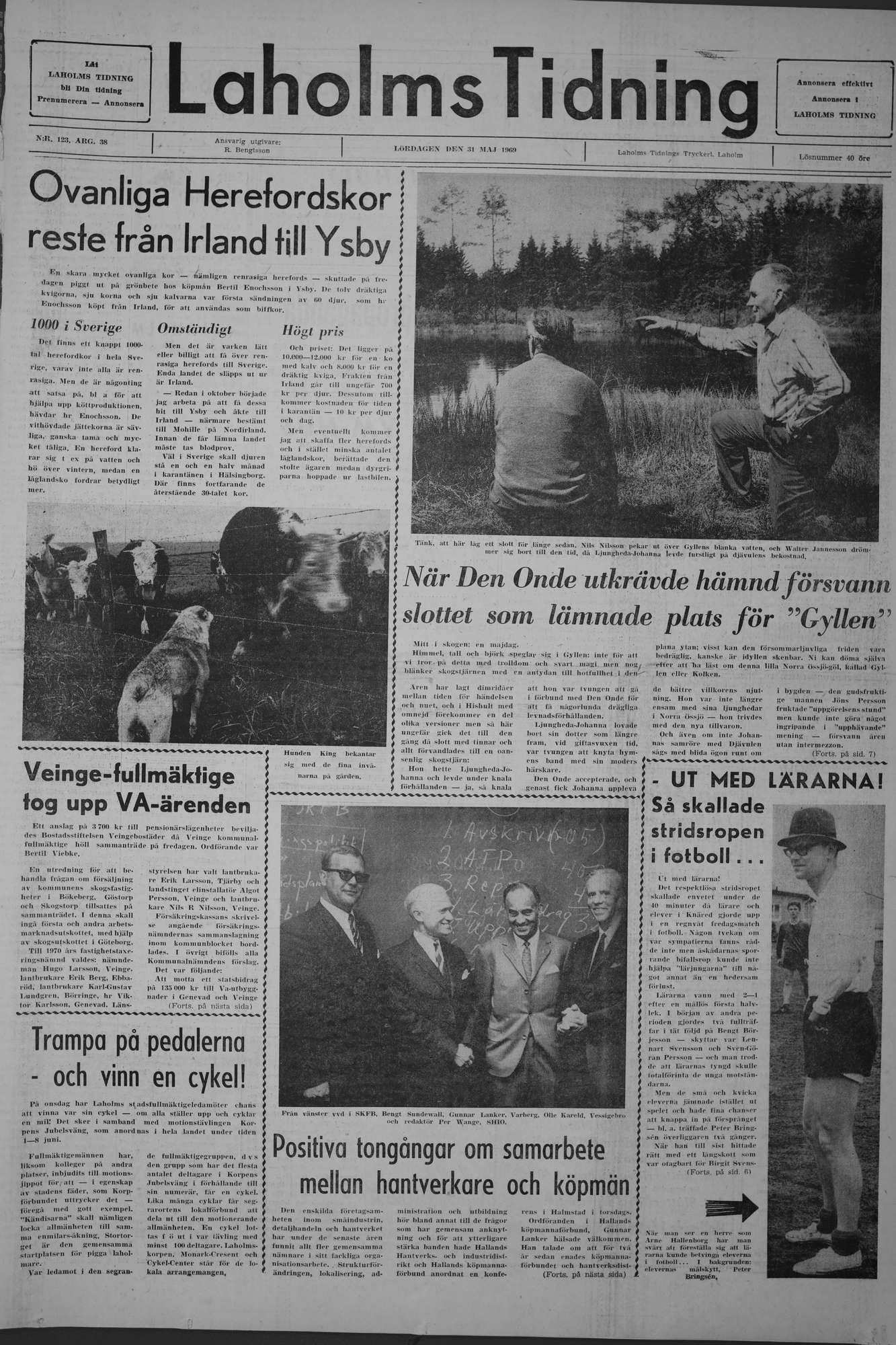 Laholms Tidning Lördag 31 maj 1969, sida 1