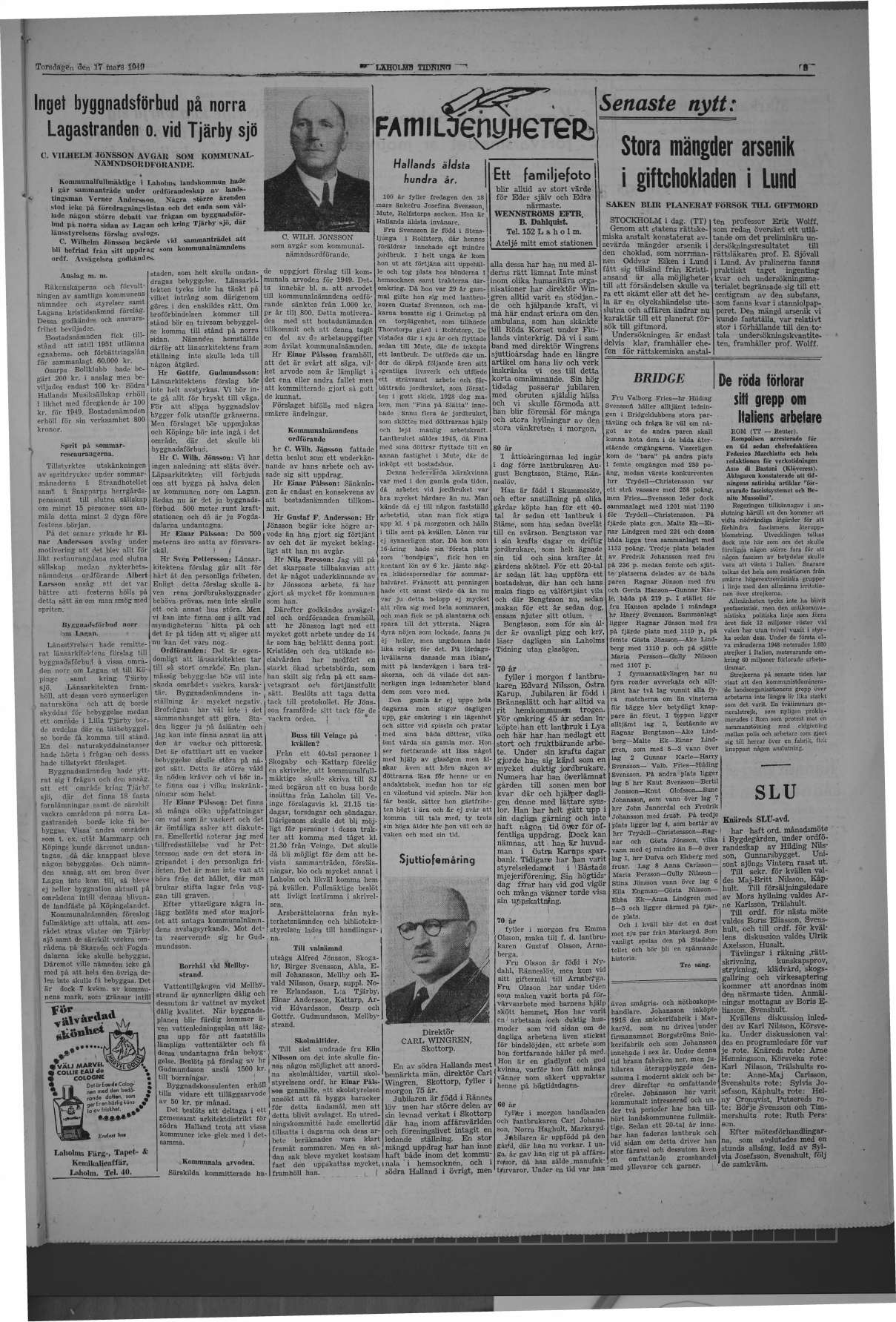 Laholms Tidning Torsdag 17 mars 1949, sida 3