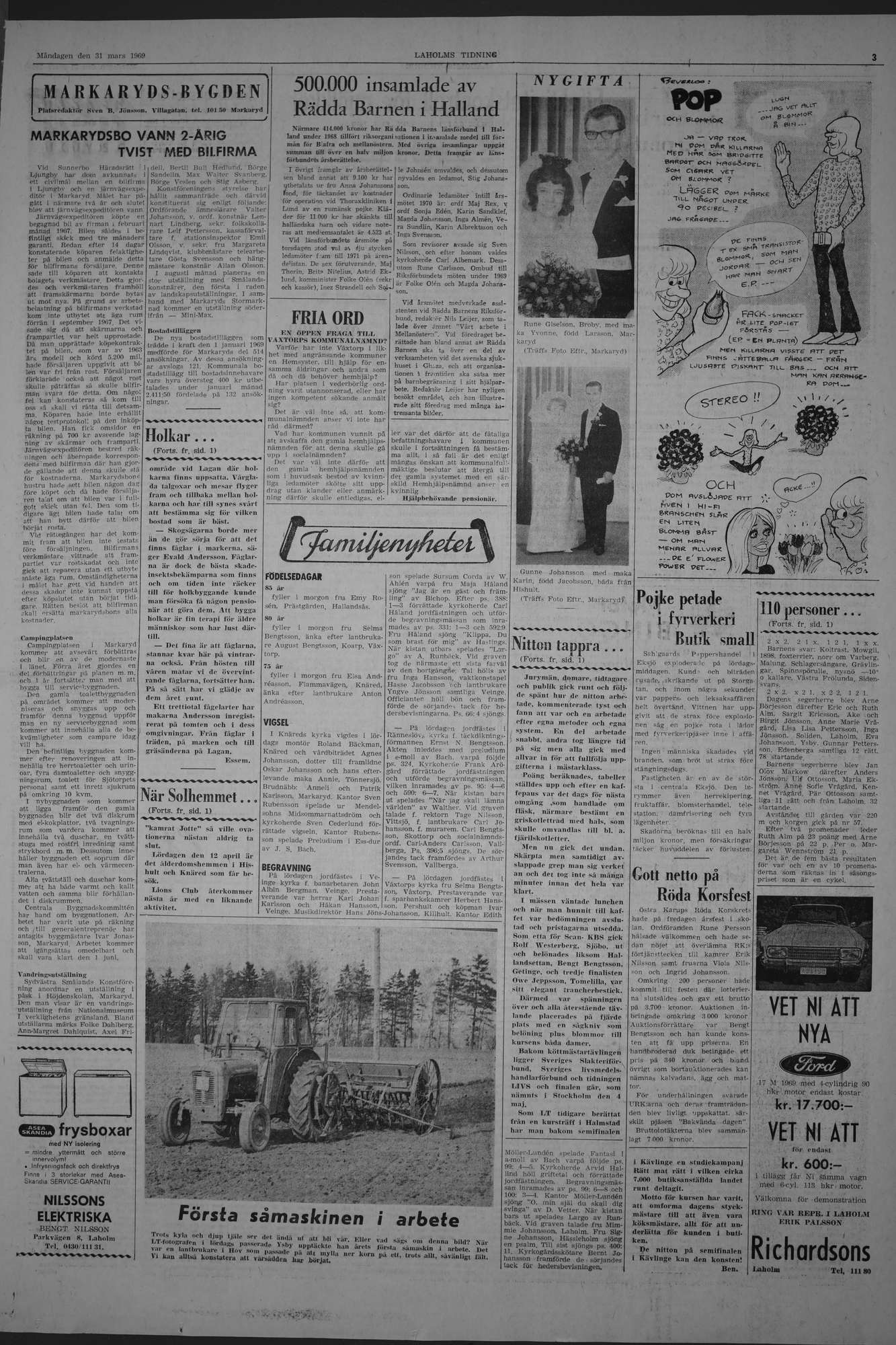 Laholms Tidning Måndag 31 mars 1969, sida 3