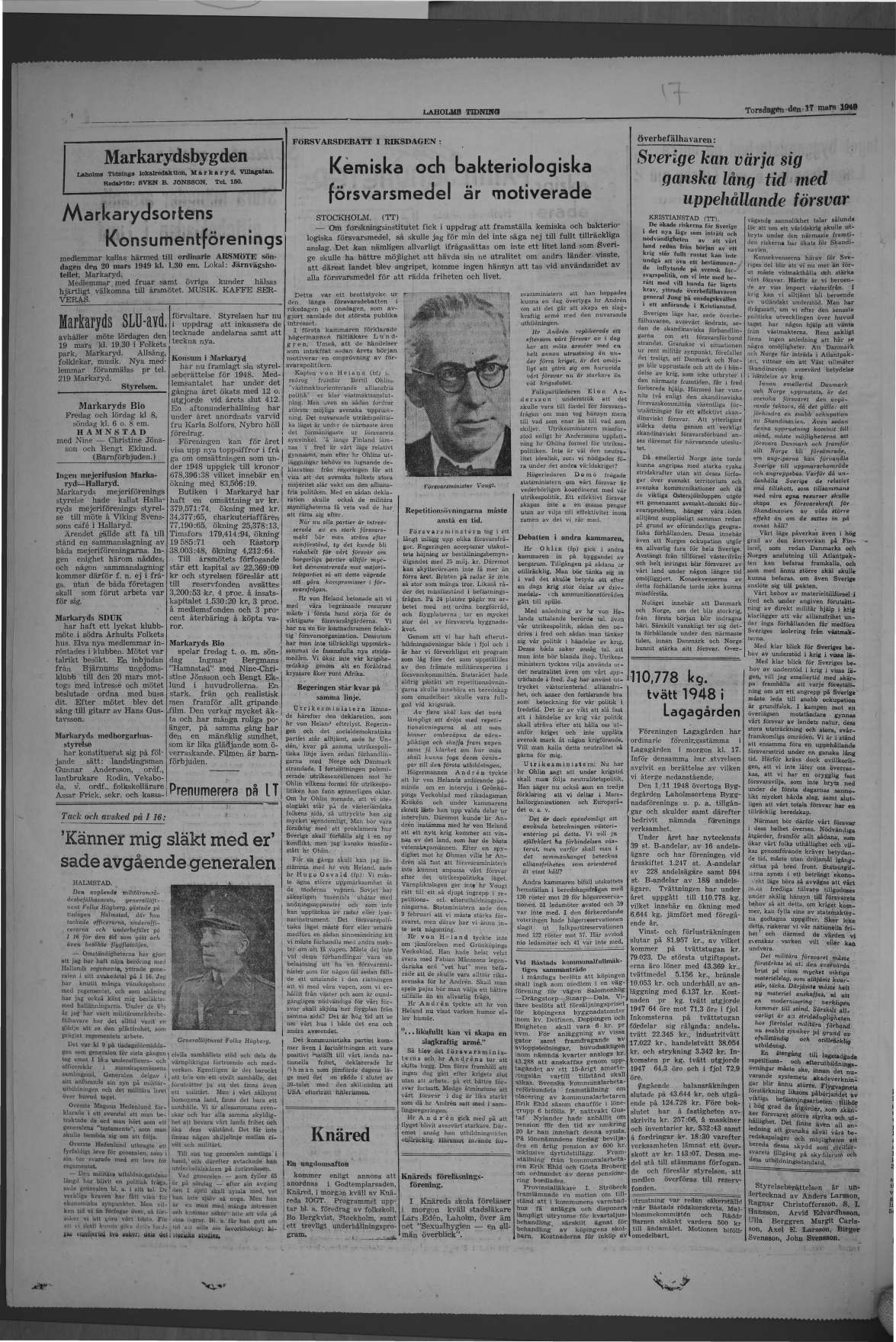Laholms Tidning Torsdag 17 mars 1949, sida 4