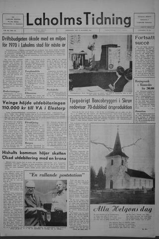 Förstasidan, Fredag 31 oktober 1969