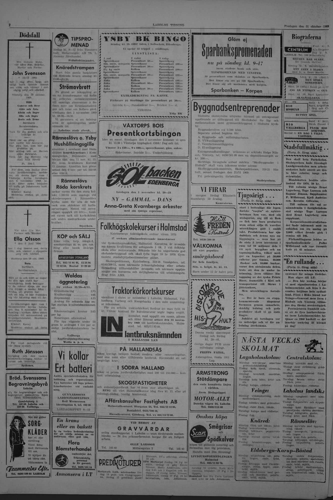 Laholms Tidning Fredag 31 oktober 1969, sida 2