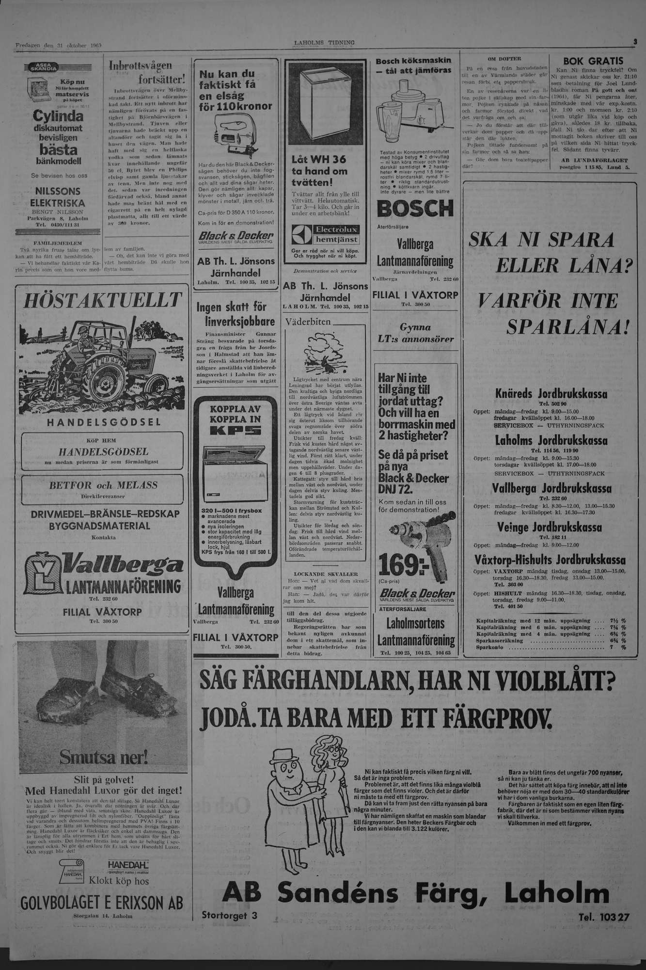 Laholms Tidning Fredag 31 oktober 1969, sida 3