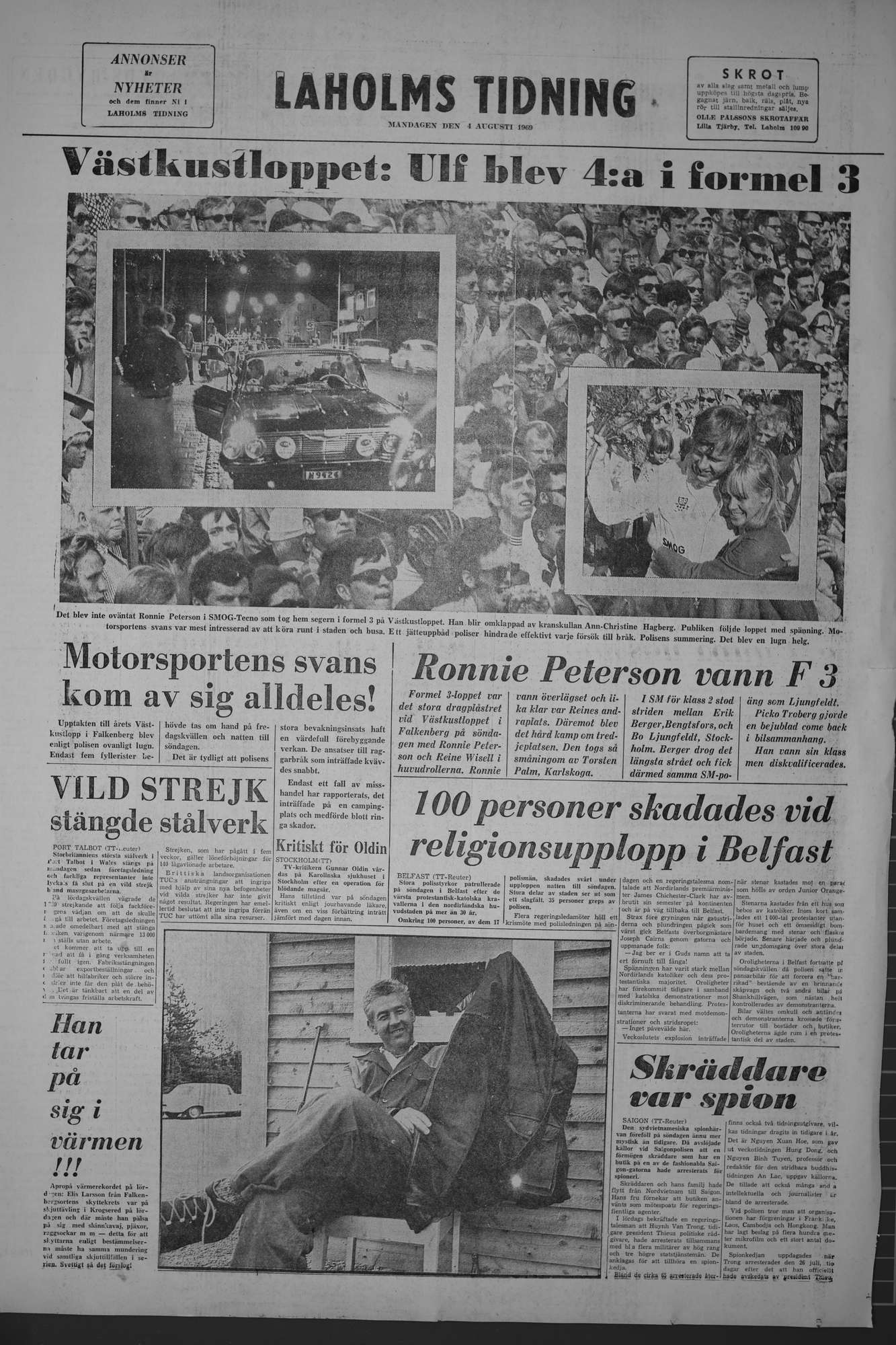 Laholms Tidning Måndag 4 augusti 1969, sida 8
