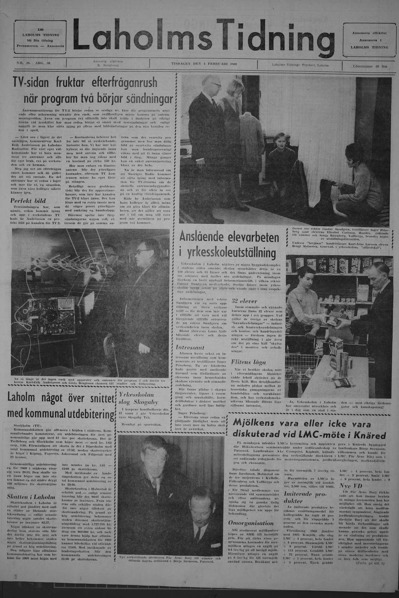 Laholms Tidning Tisdag 4 februari 1969, sida 1