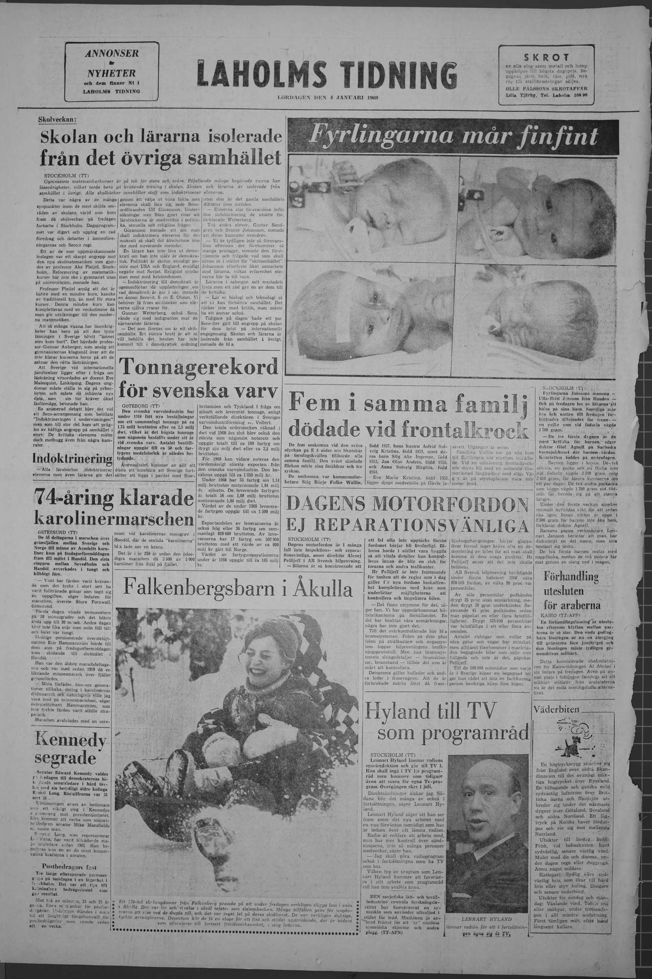 Laholms Tidning Lördag 4 januari 1969, sida 8