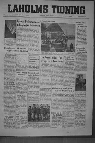 Förstasidan, Måndag 17 oktober 1949