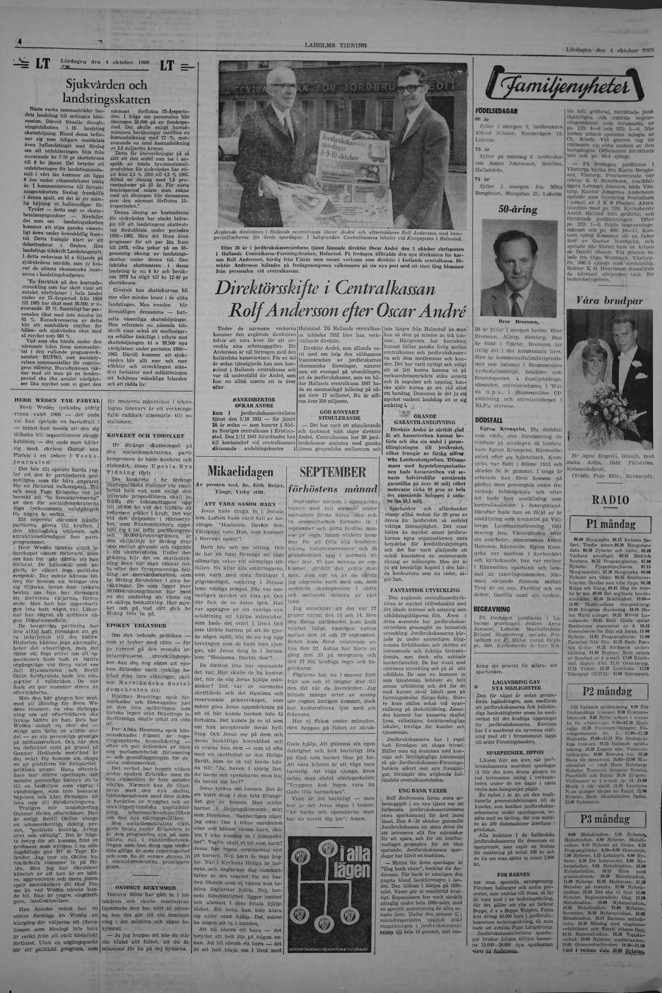 Laholms Tidning Lördag 4 oktober 1969, sida 4