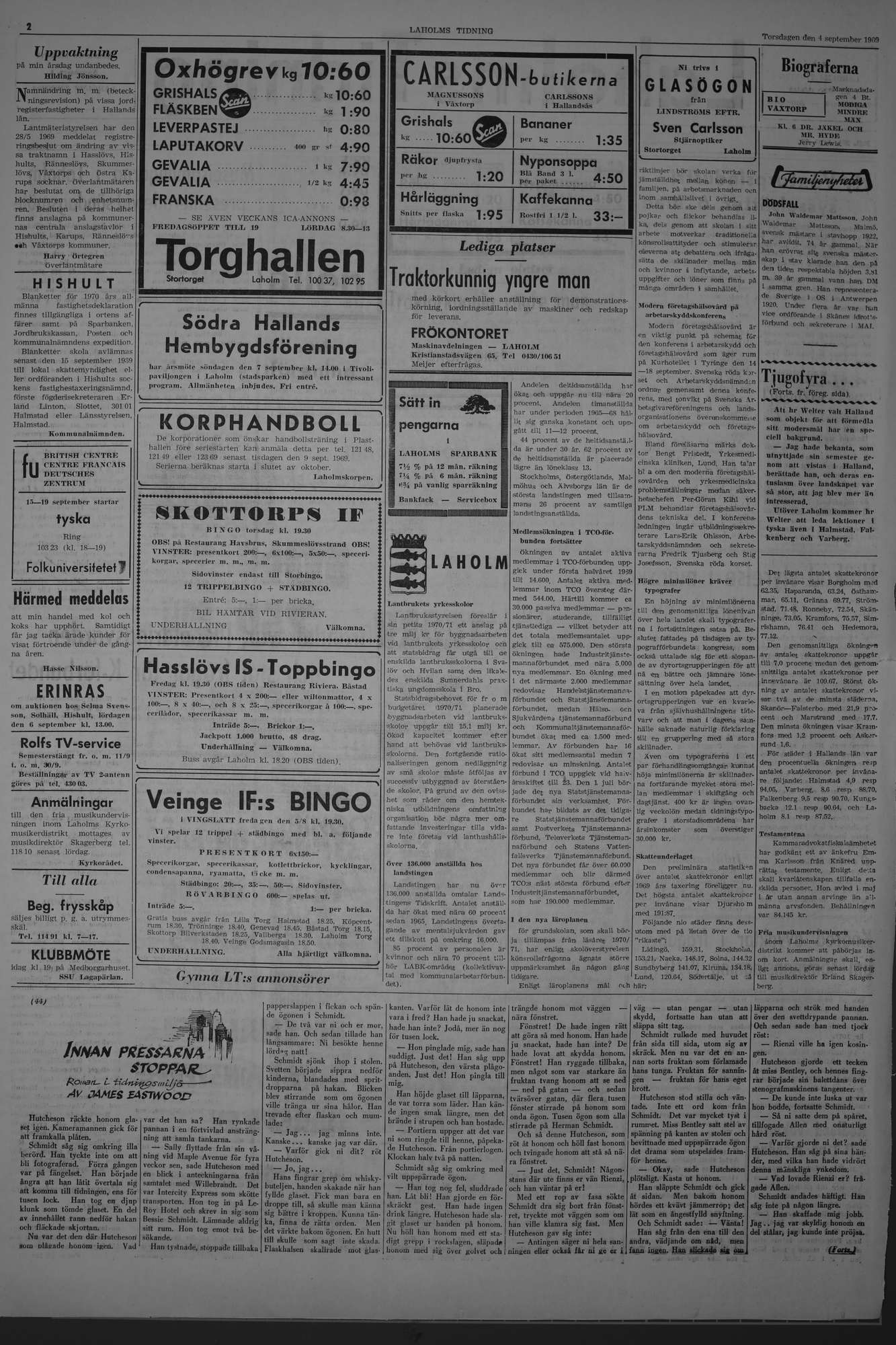 Laholms Tidning Torsdag 4 september 1969, sida 2