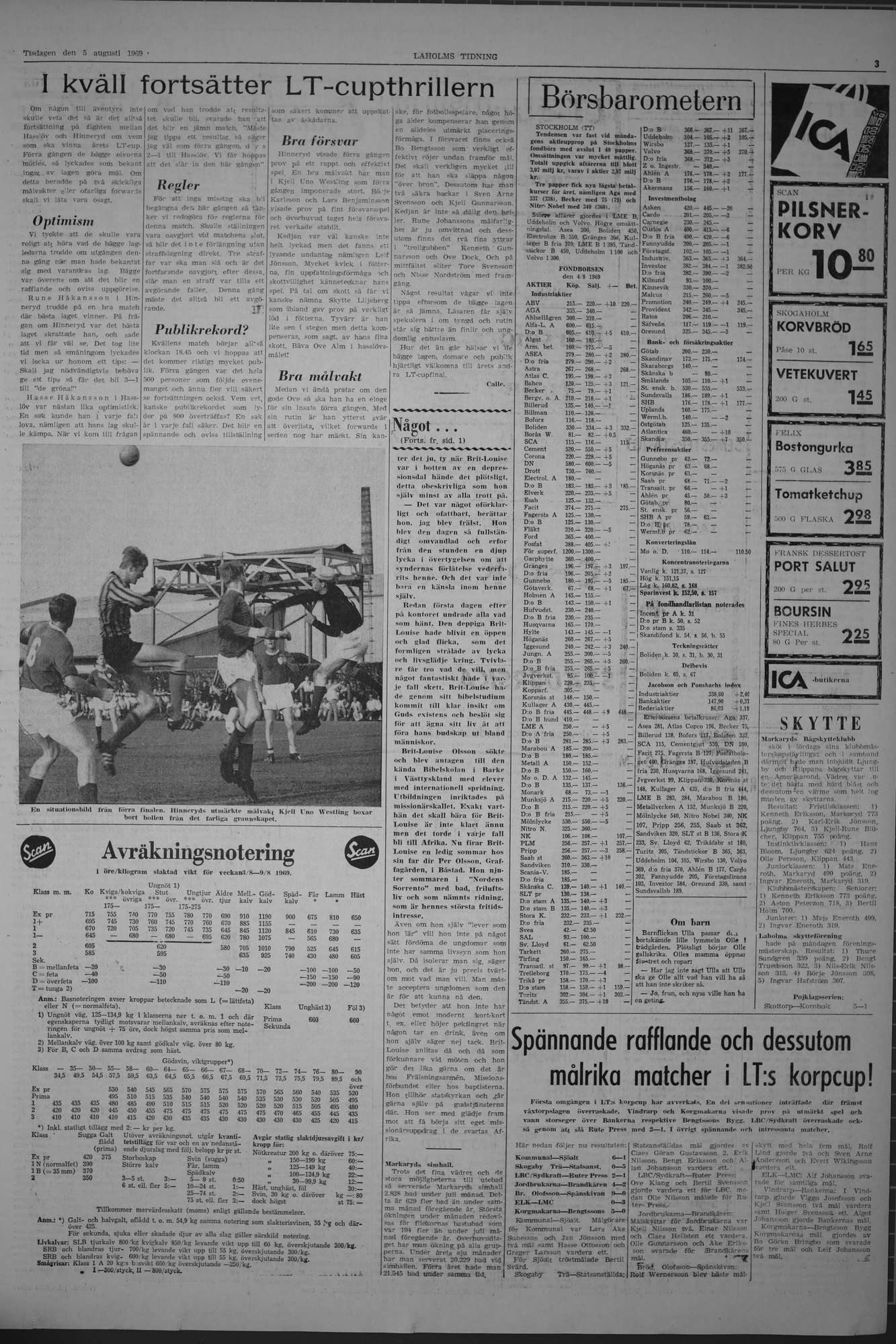 Laholms Tidning Tisdag 5 augusti 1969, sida 3