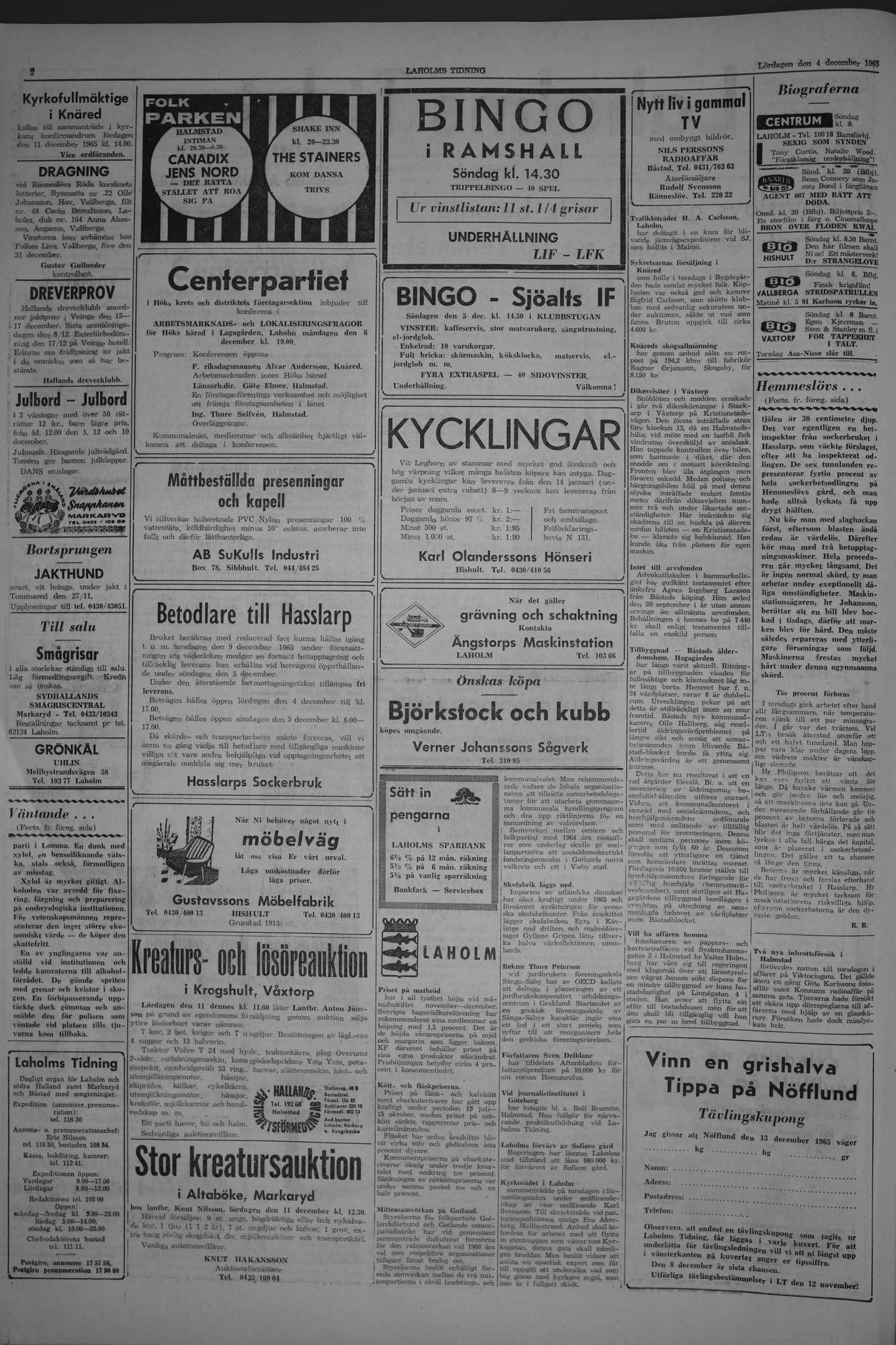 Laholms Tidning Lördag 4 december 1965, sida 2