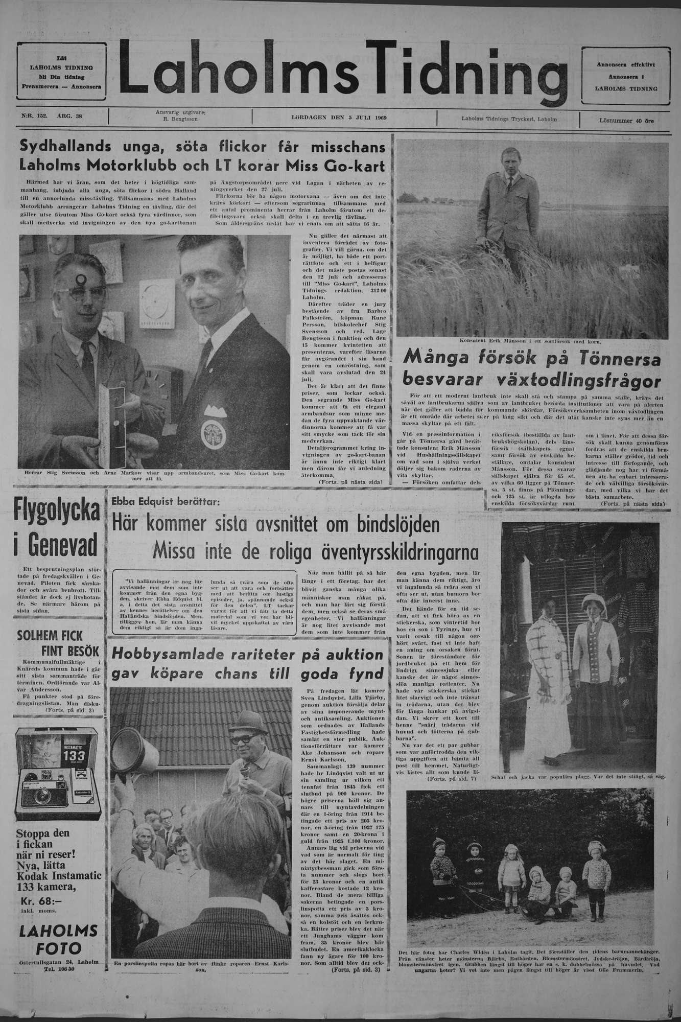 Laholms Tidning Lördag 5 juli 1969, sida 1
