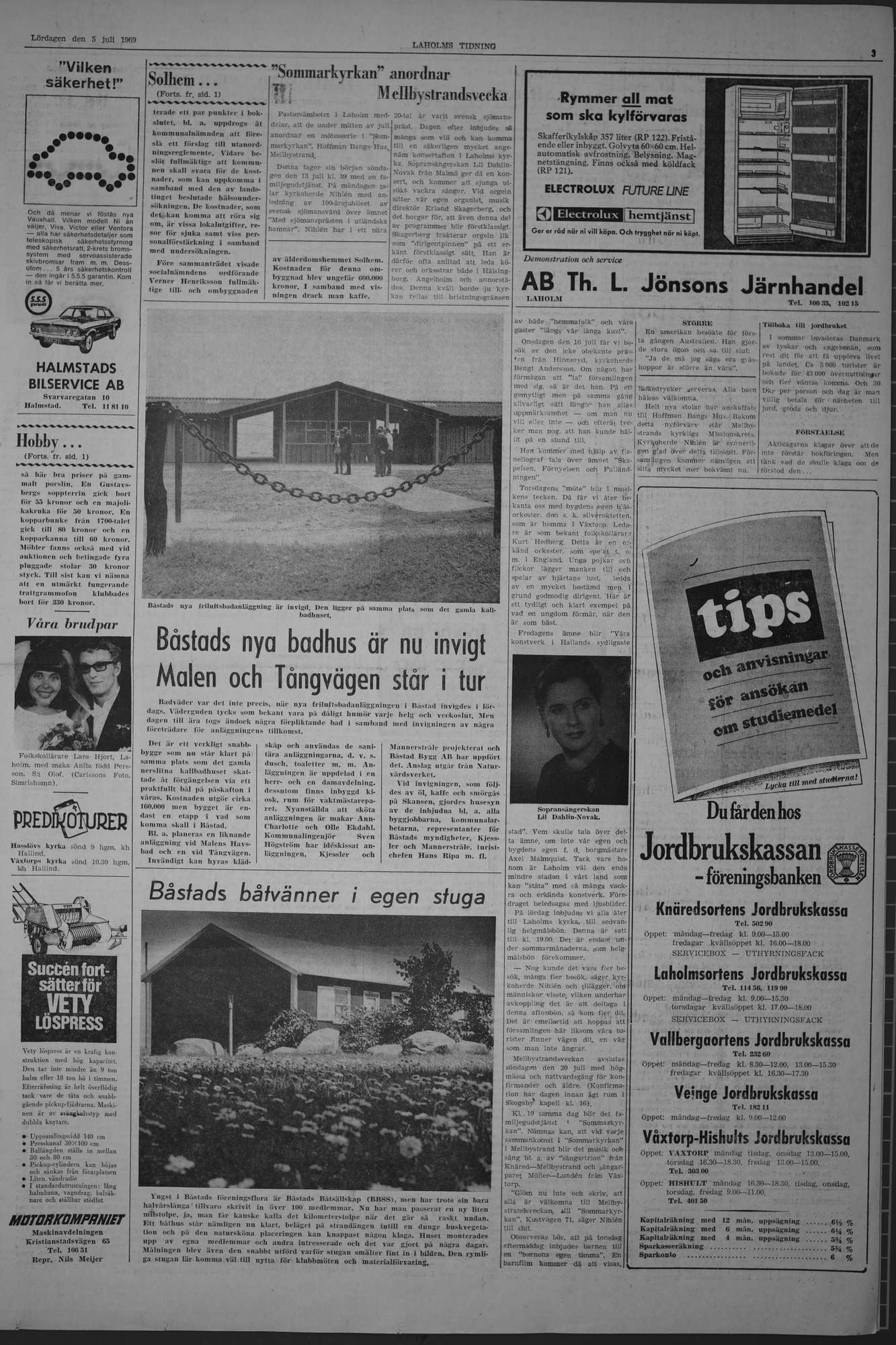 Laholms Tidning Lördag 5 juli 1969, sida 3