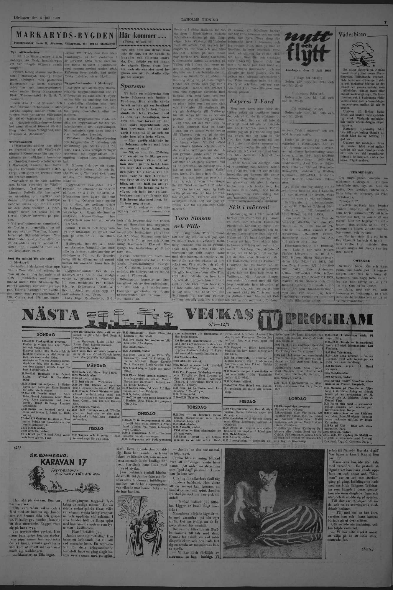 Laholms Tidning Lördag 5 juli 1969, sida 7