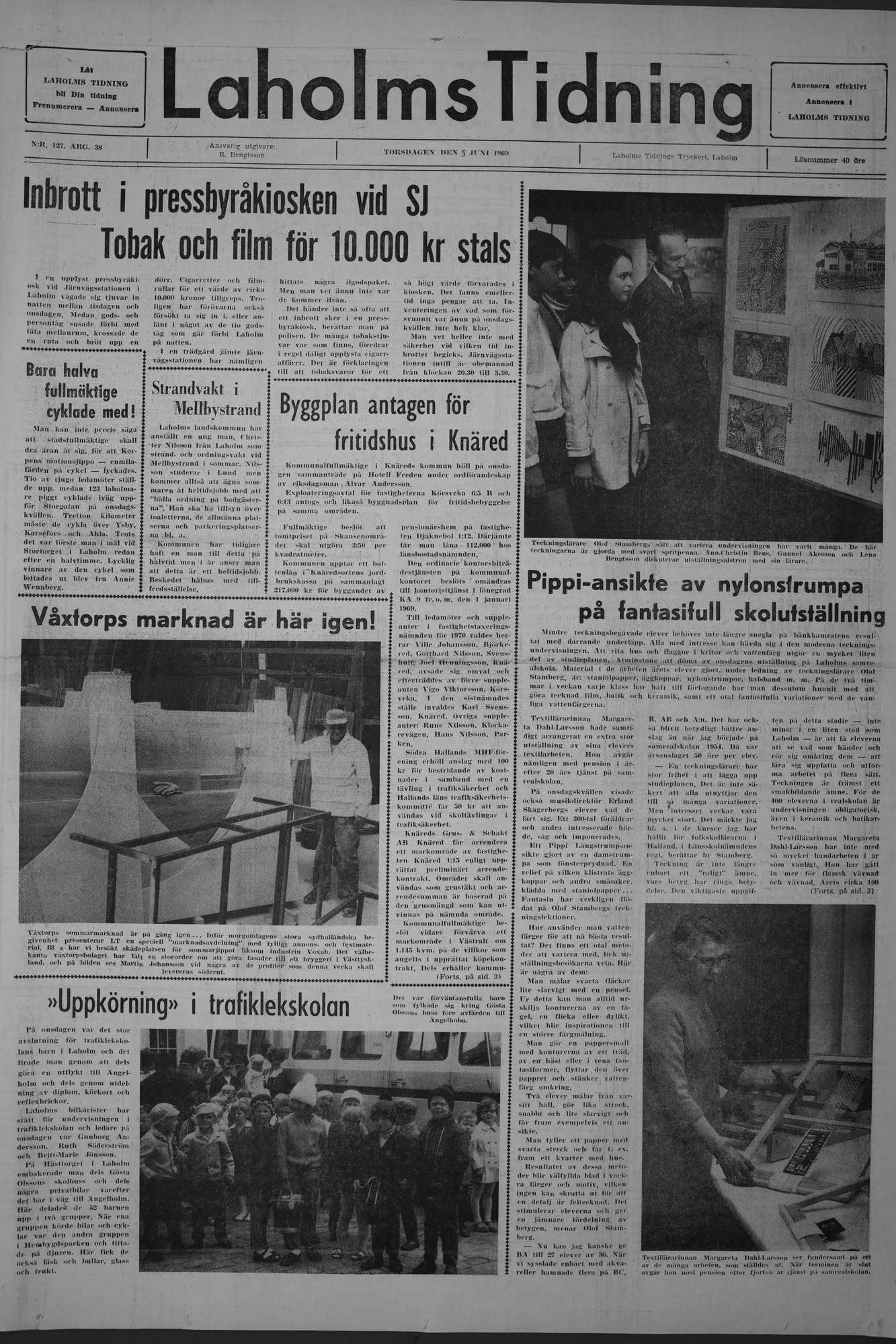 Laholms Tidning Torsdag 5 juni 1969, sida 1