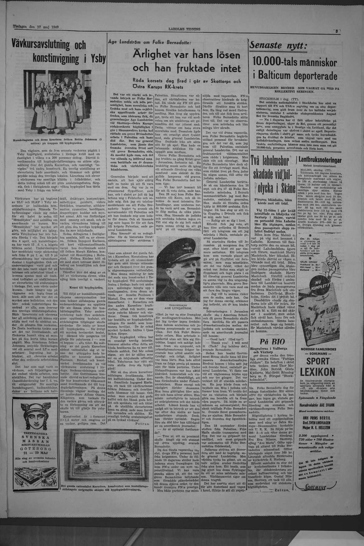 Laholms Tidning Tisdag 17 maj 1949, sida 3