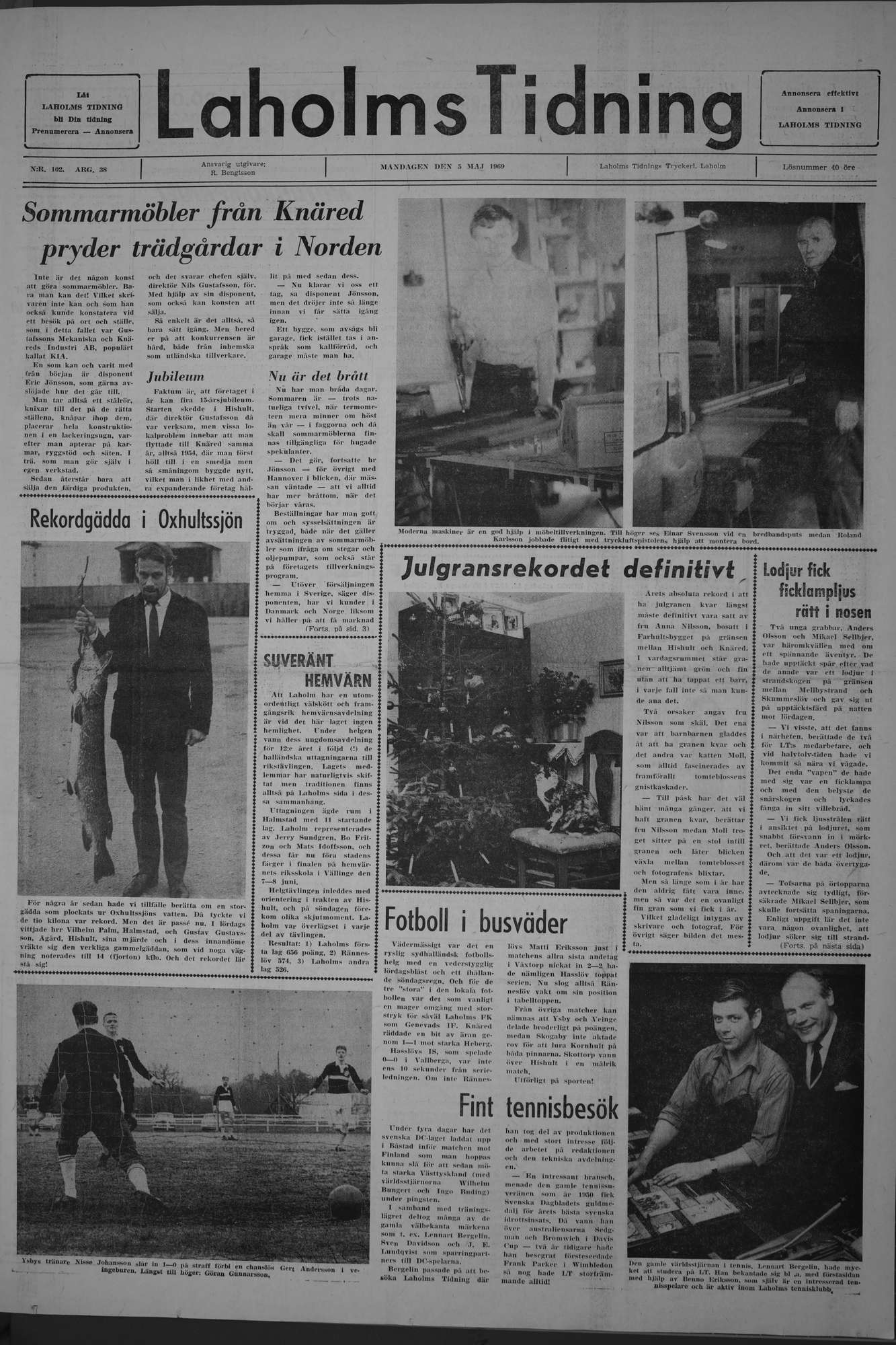 Laholms Tidning Måndag 5 maj 1969, sida 1