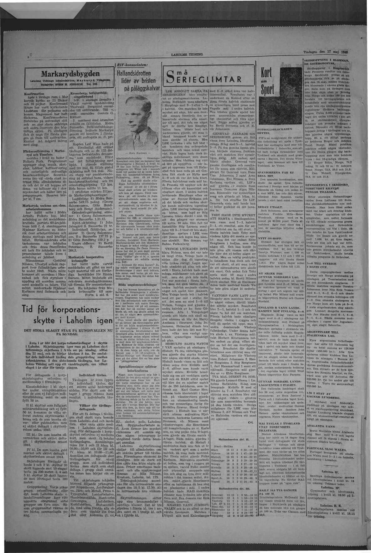 Laholms Tidning Tisdag 17 maj 1949, sida 4