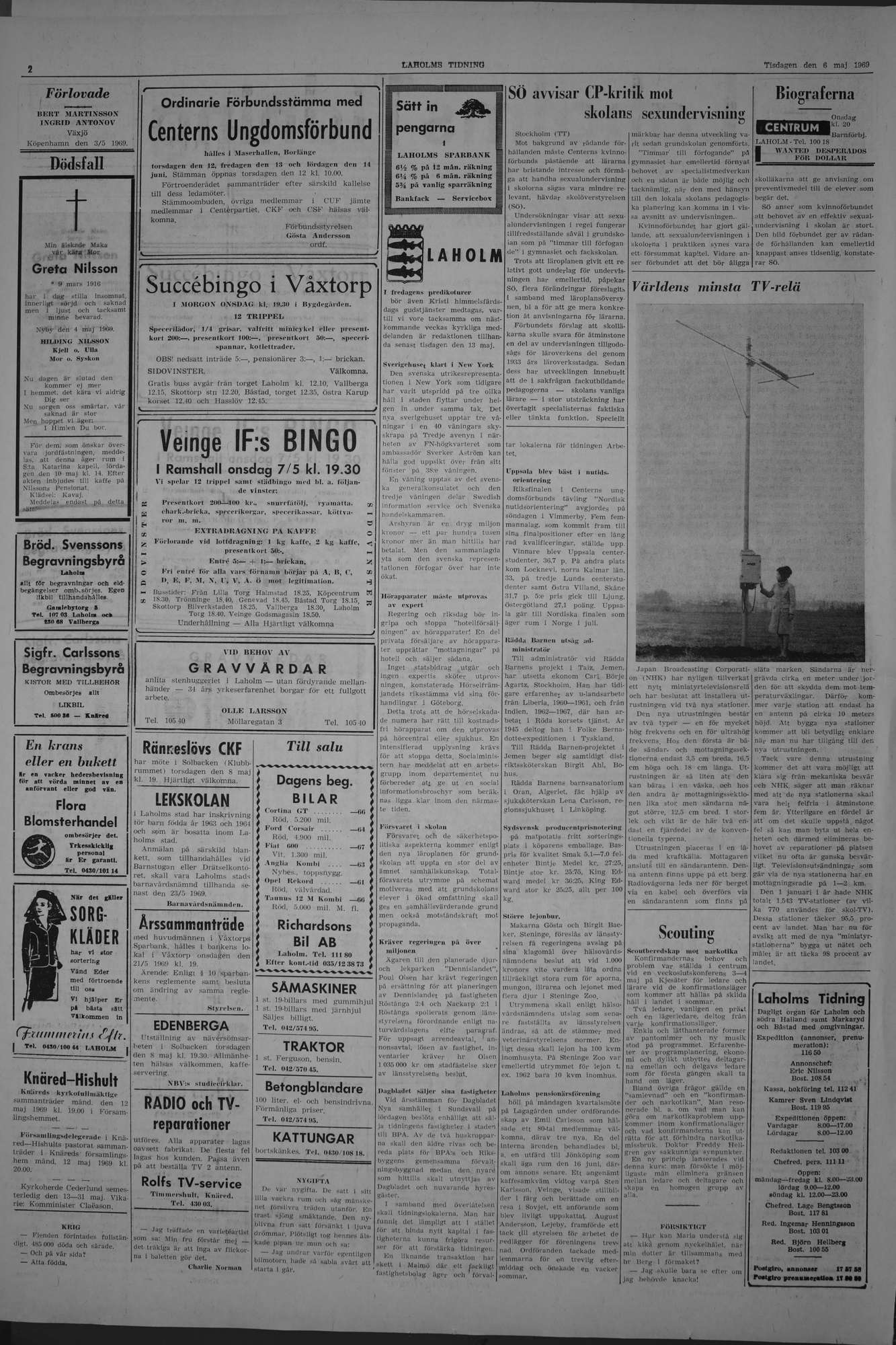 Laholms Tidning Tisdag 6 maj 1969, sida 2