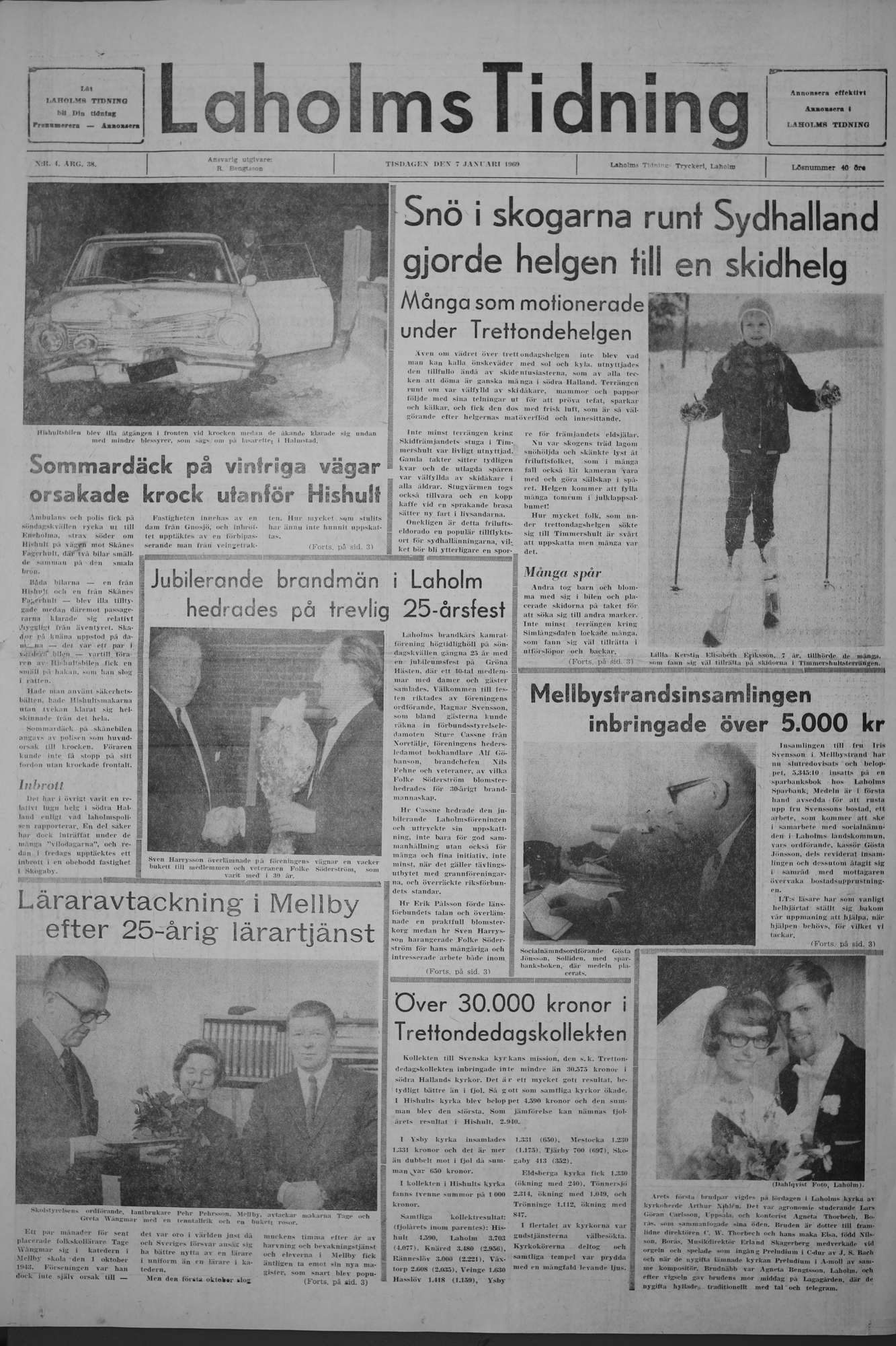 Laholms Tidning Tisdag 7 januari 1969, sida 1