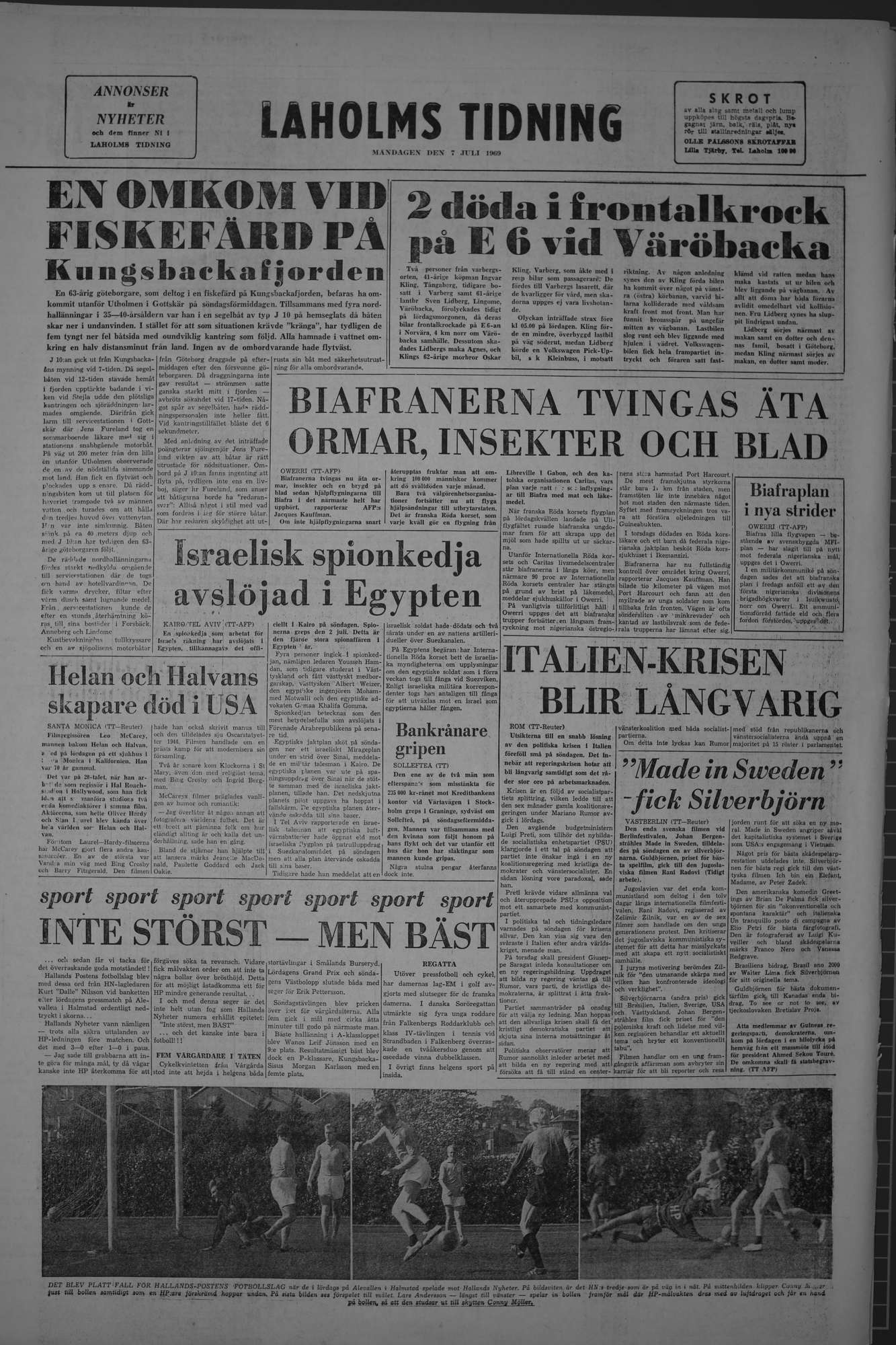 Laholms Tidning Måndag 7 juli 1969, sida 8