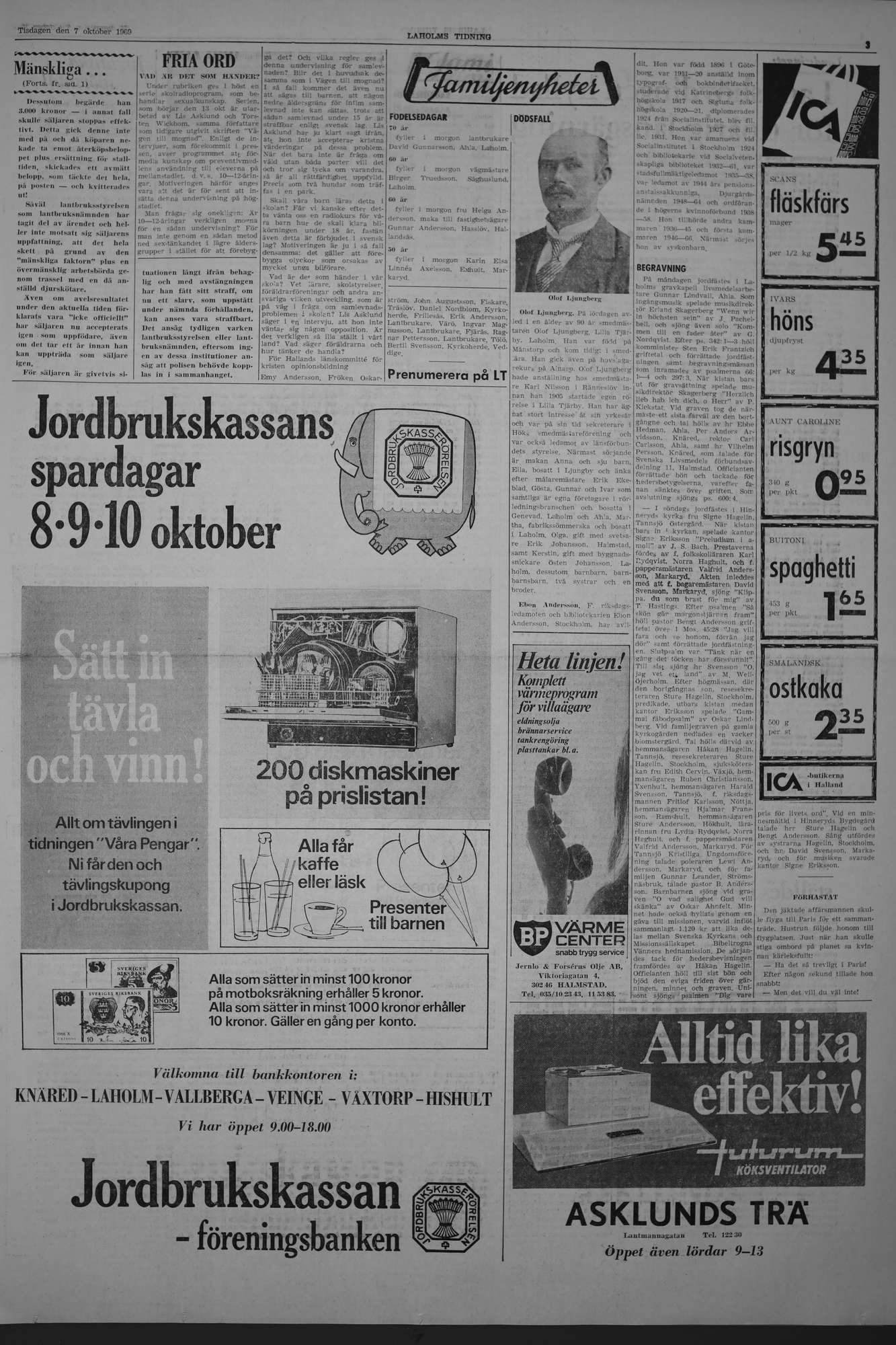 Laholms Tidning Tisdag 7 oktober 1969, sida 3